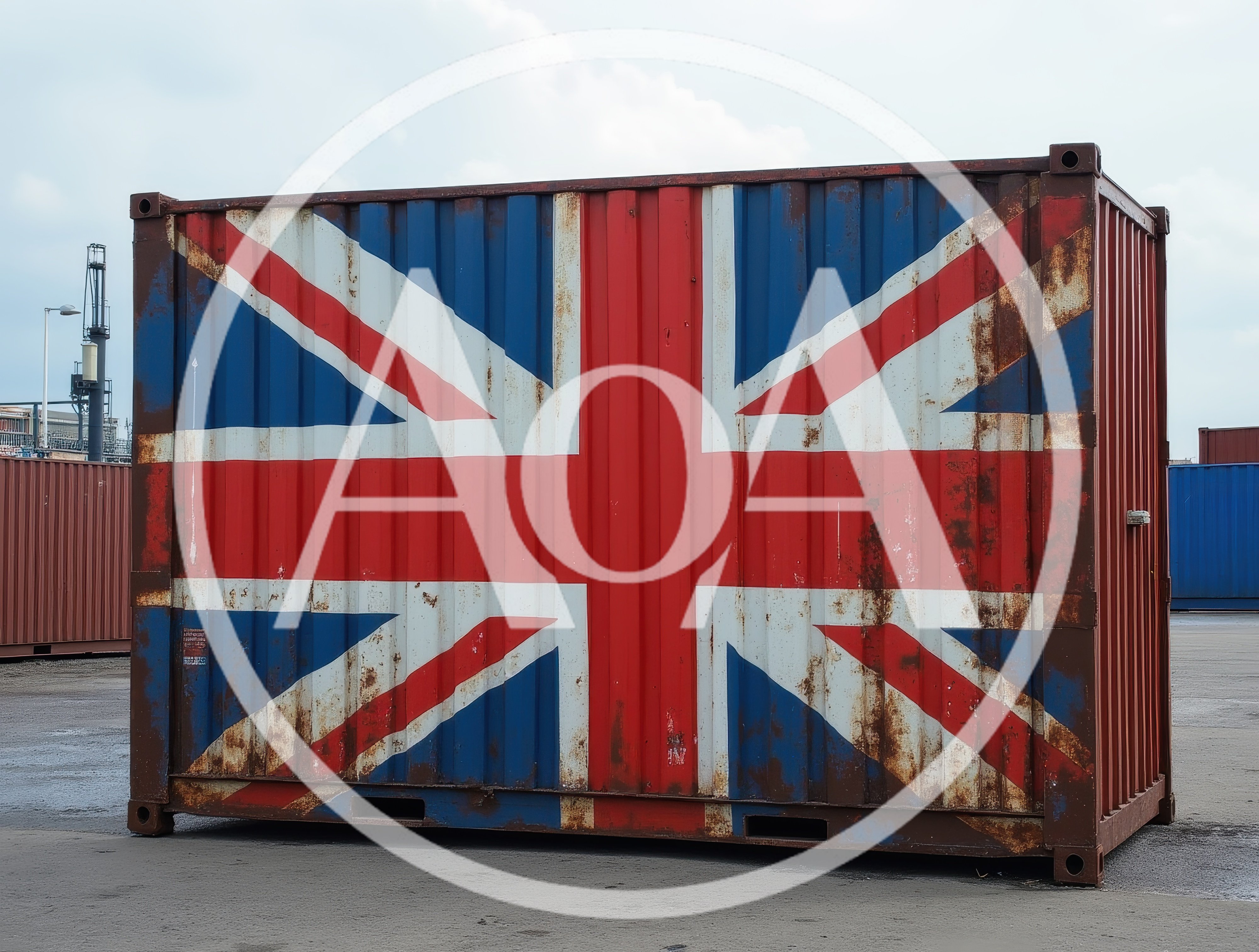Weathered Shipping Container Painted With British Union Jack Flag
