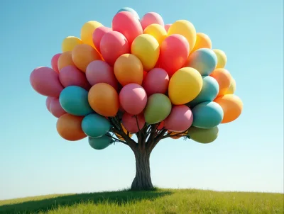 Surreal Tree With Colorful Balloon Foliage