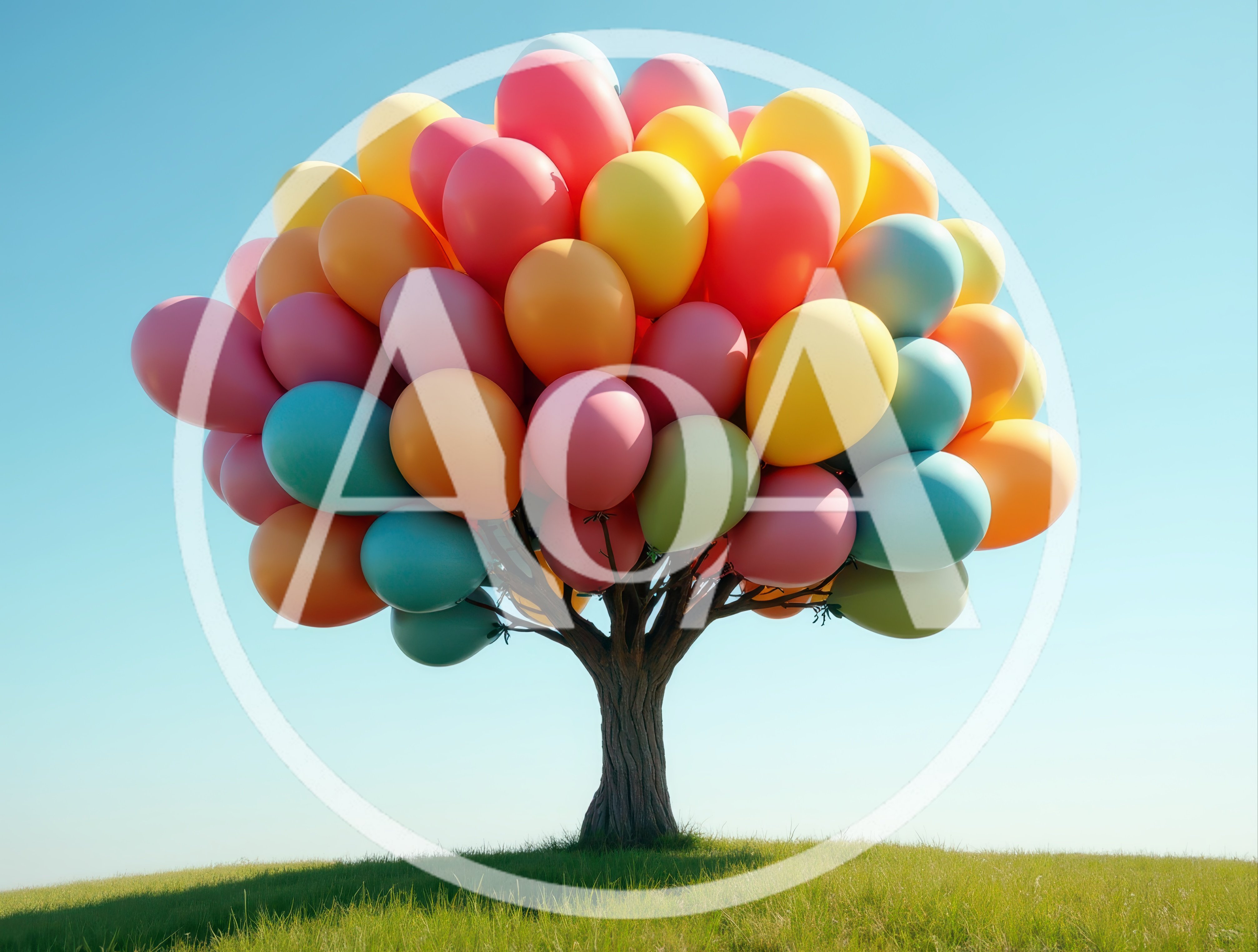 Surreal Tree With Colorful Balloon Foliage
