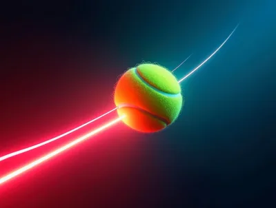 Tennis Ball Pierced By Glowing Neon Light Beams