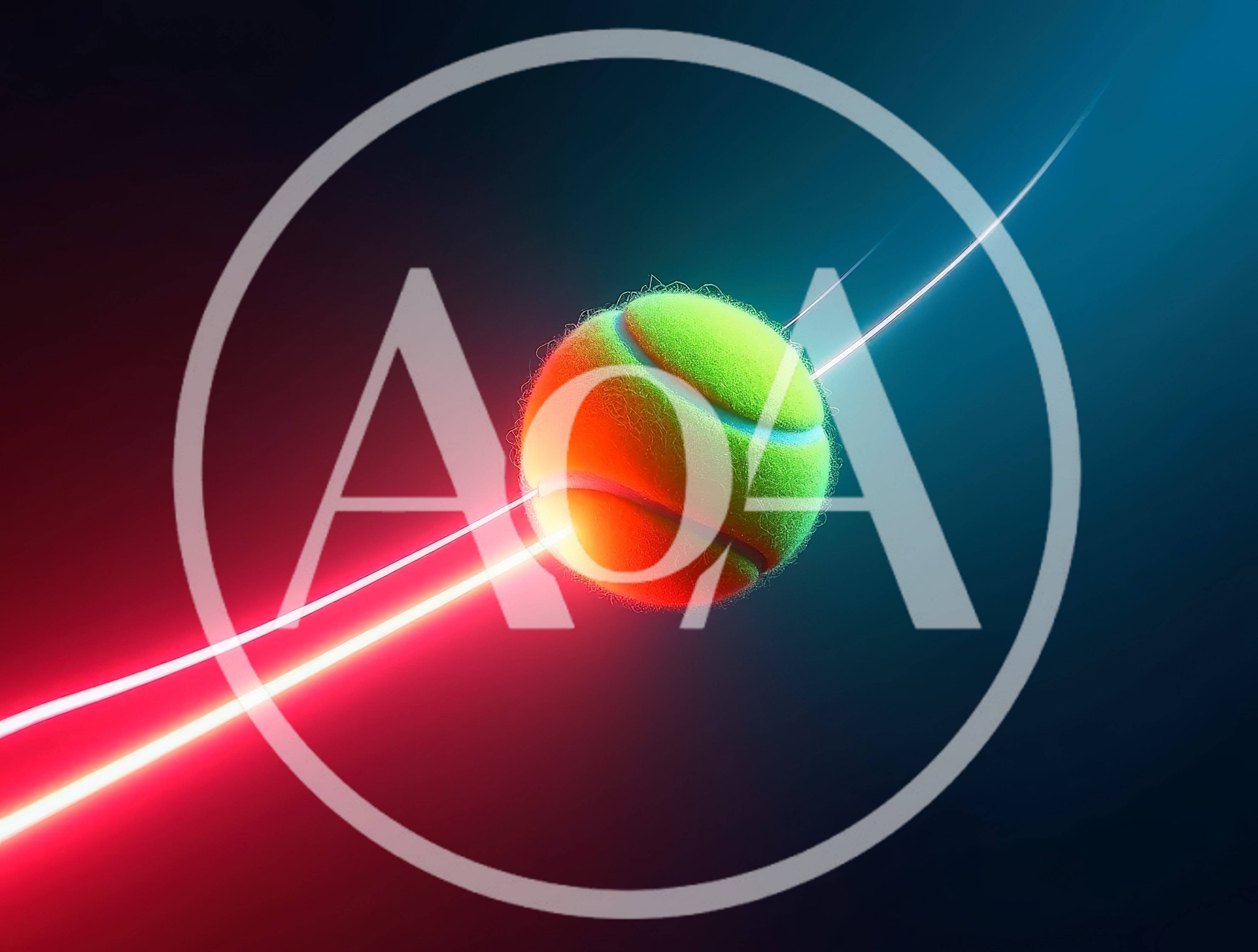 Tennis Ball Pierced By Glowing Neon Light Beams