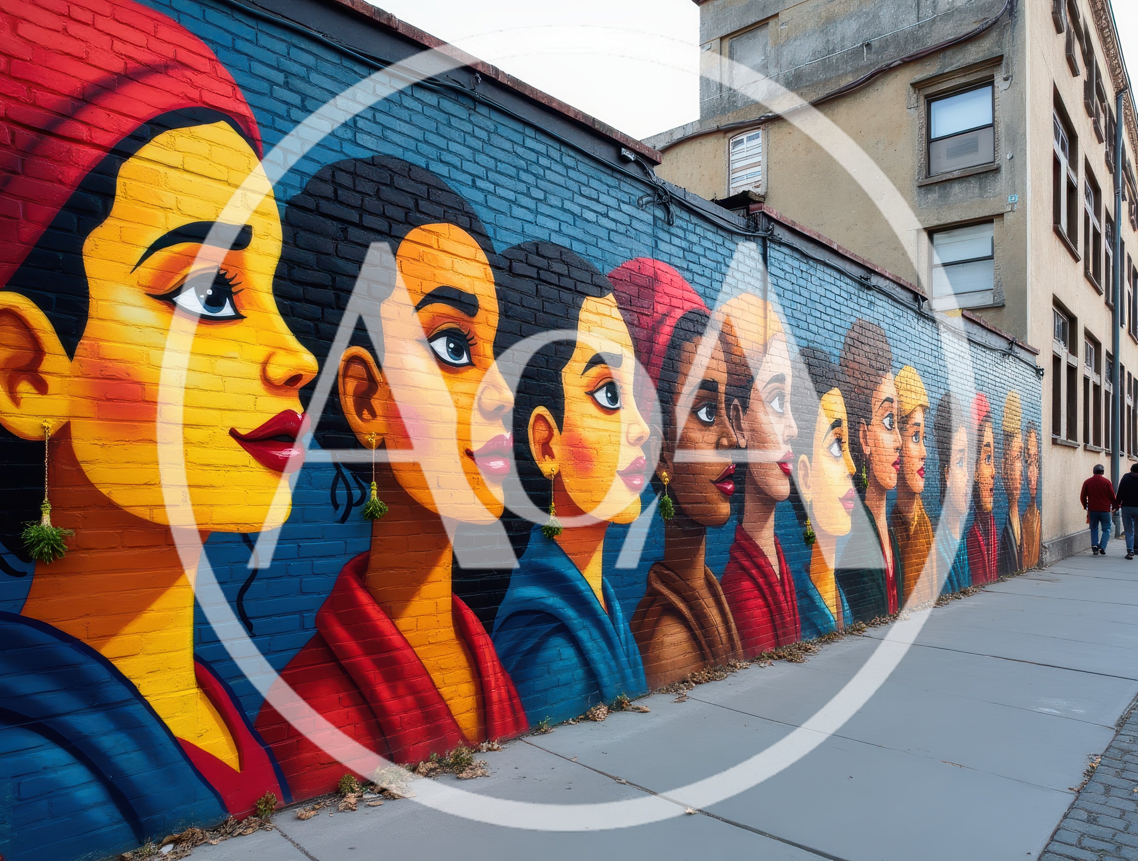 Vibrant Mural Of Diverse Women On A Brick Wall