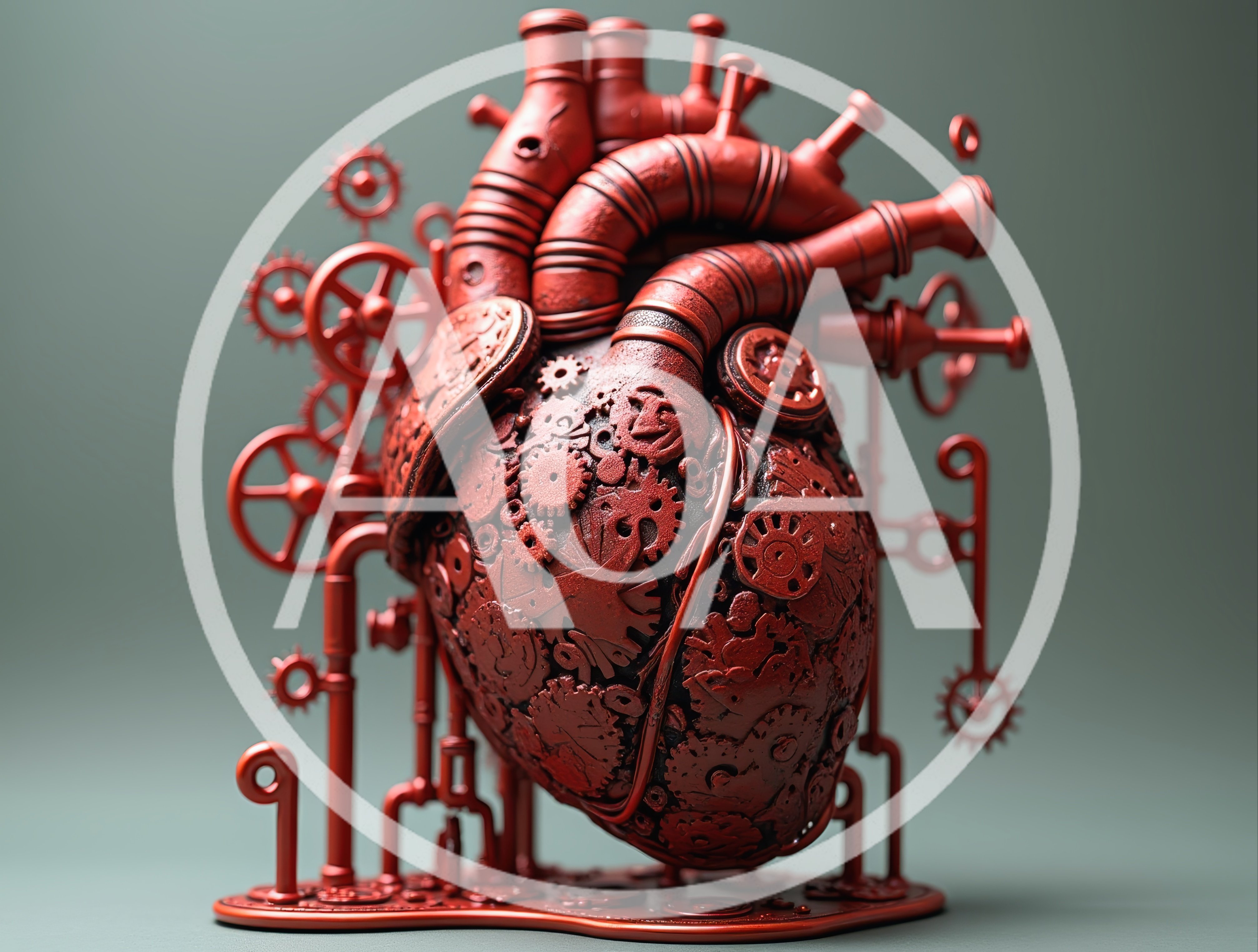 Steampunk Mechanical Heart Sculpture With Intricate Gears