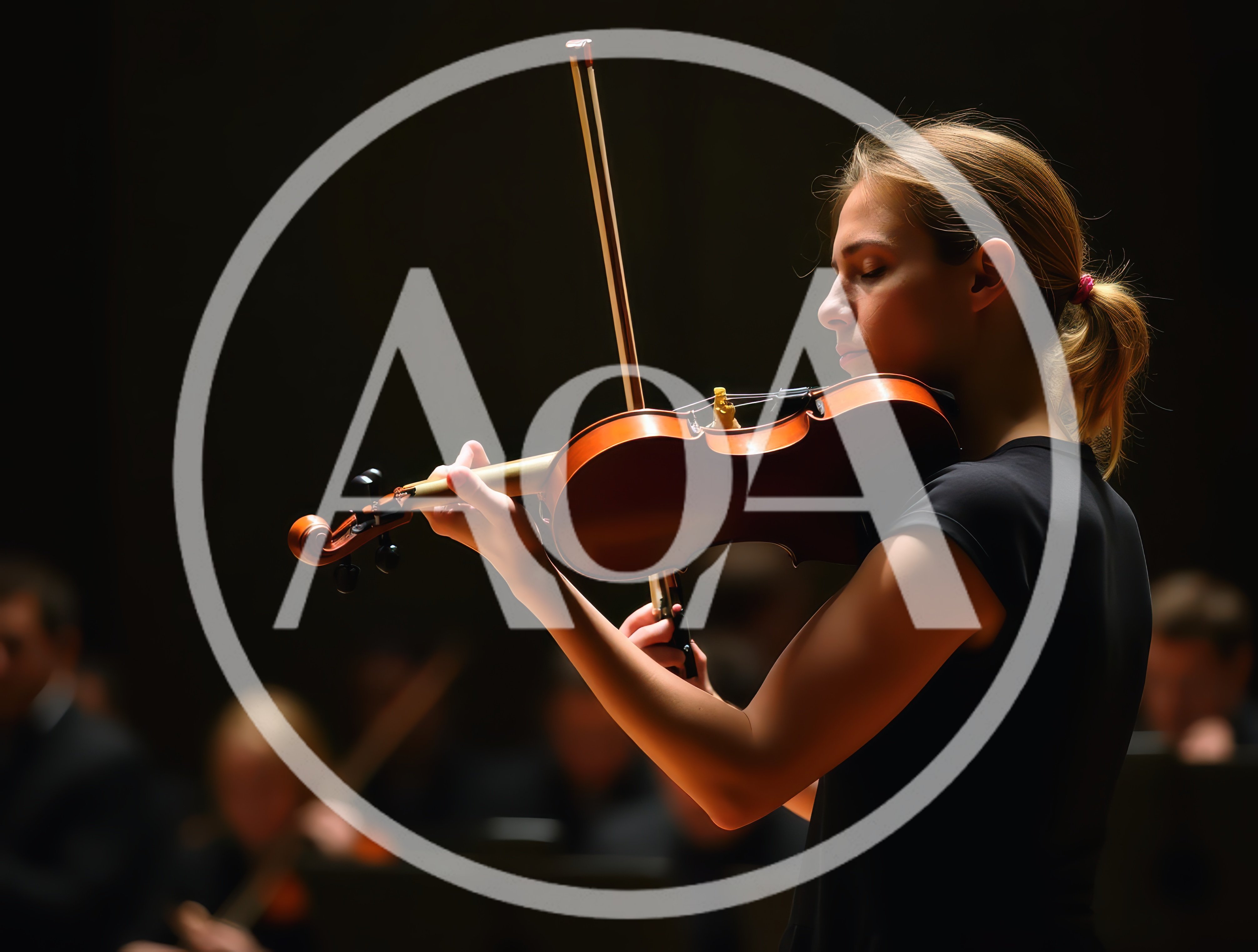 Young Female Violinist Performing In A Symphony Orchestra