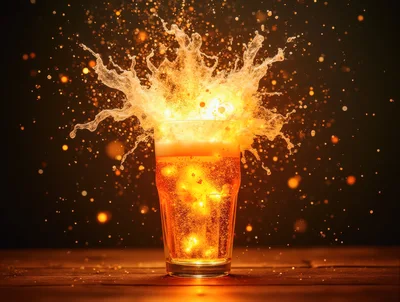 Explosive Beer Splash in a Glass