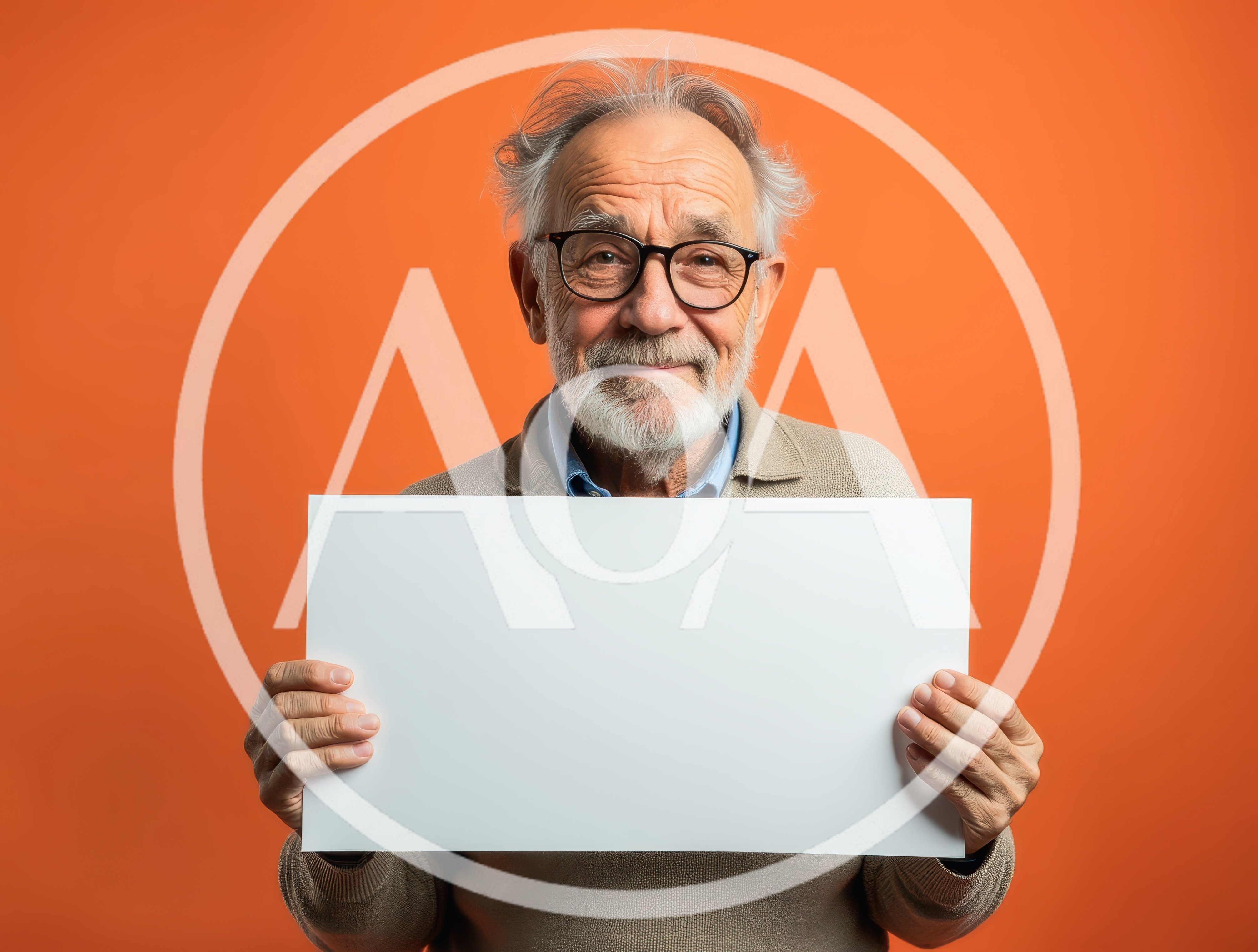Senior Man Holding Blank White Sign