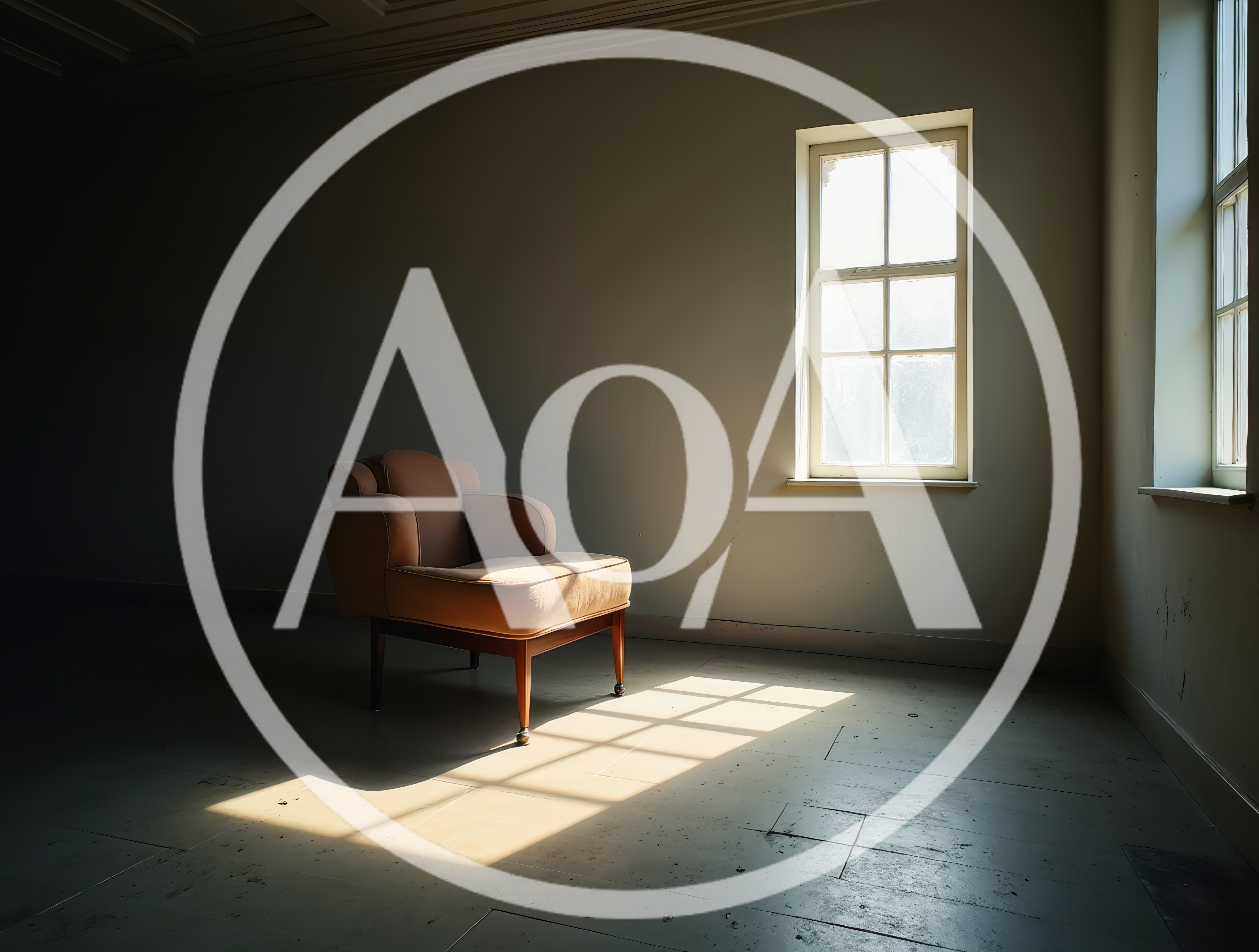 Single Vintage Armchair in Empty Sunlit Room