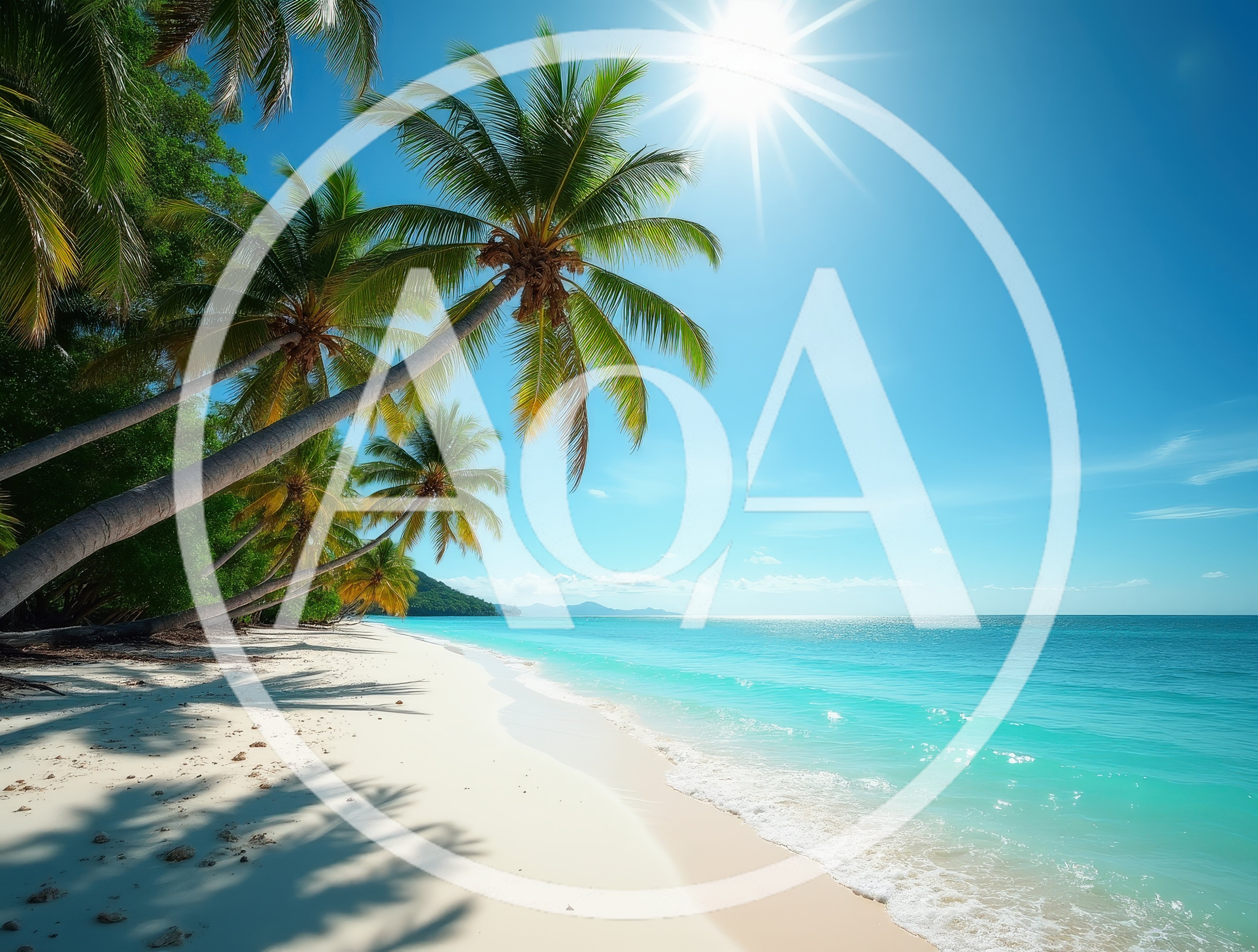Tropical Beach With Palm Trees And Turquoise Water