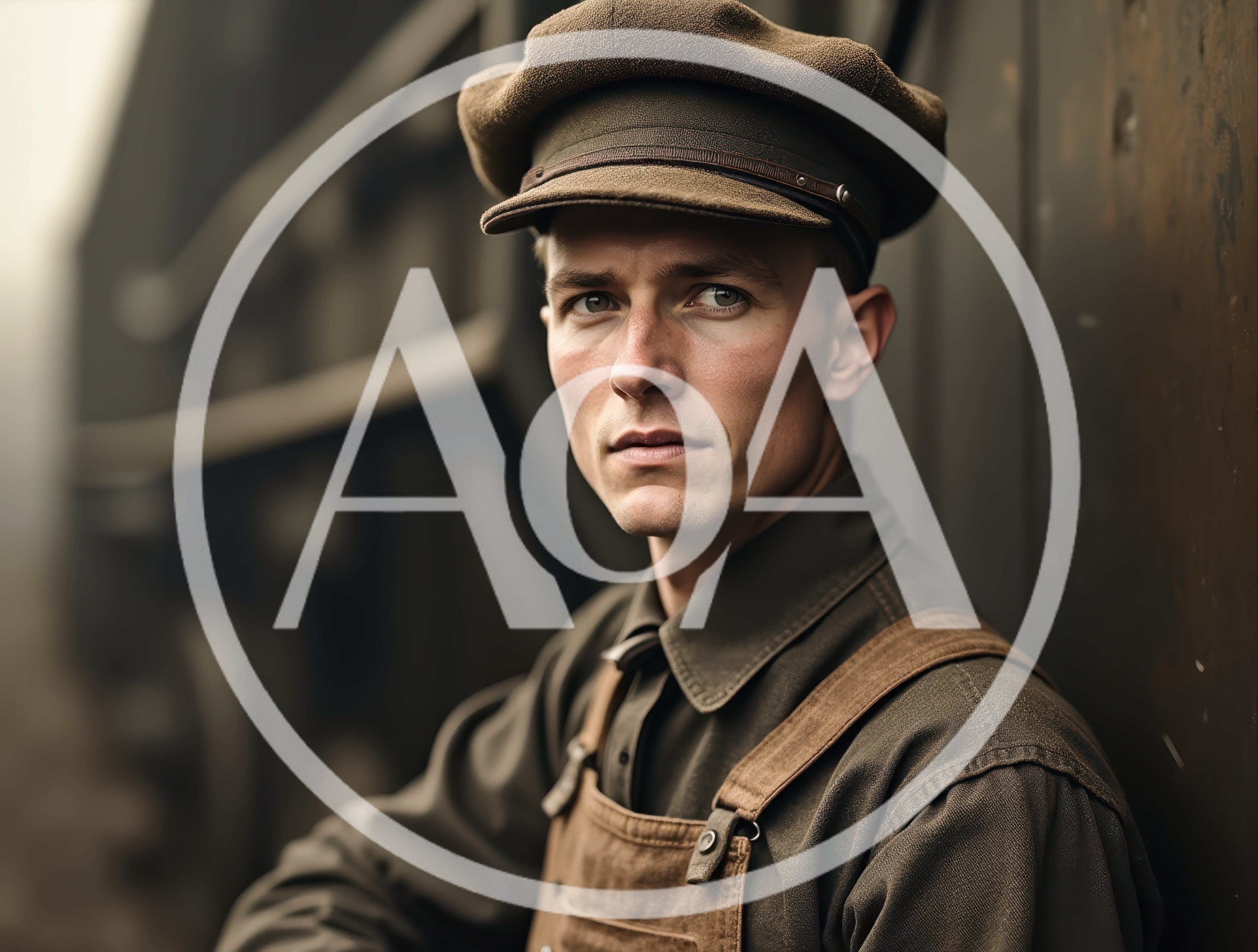 Portrait Of A Young Male Laborer In Vintage Attire