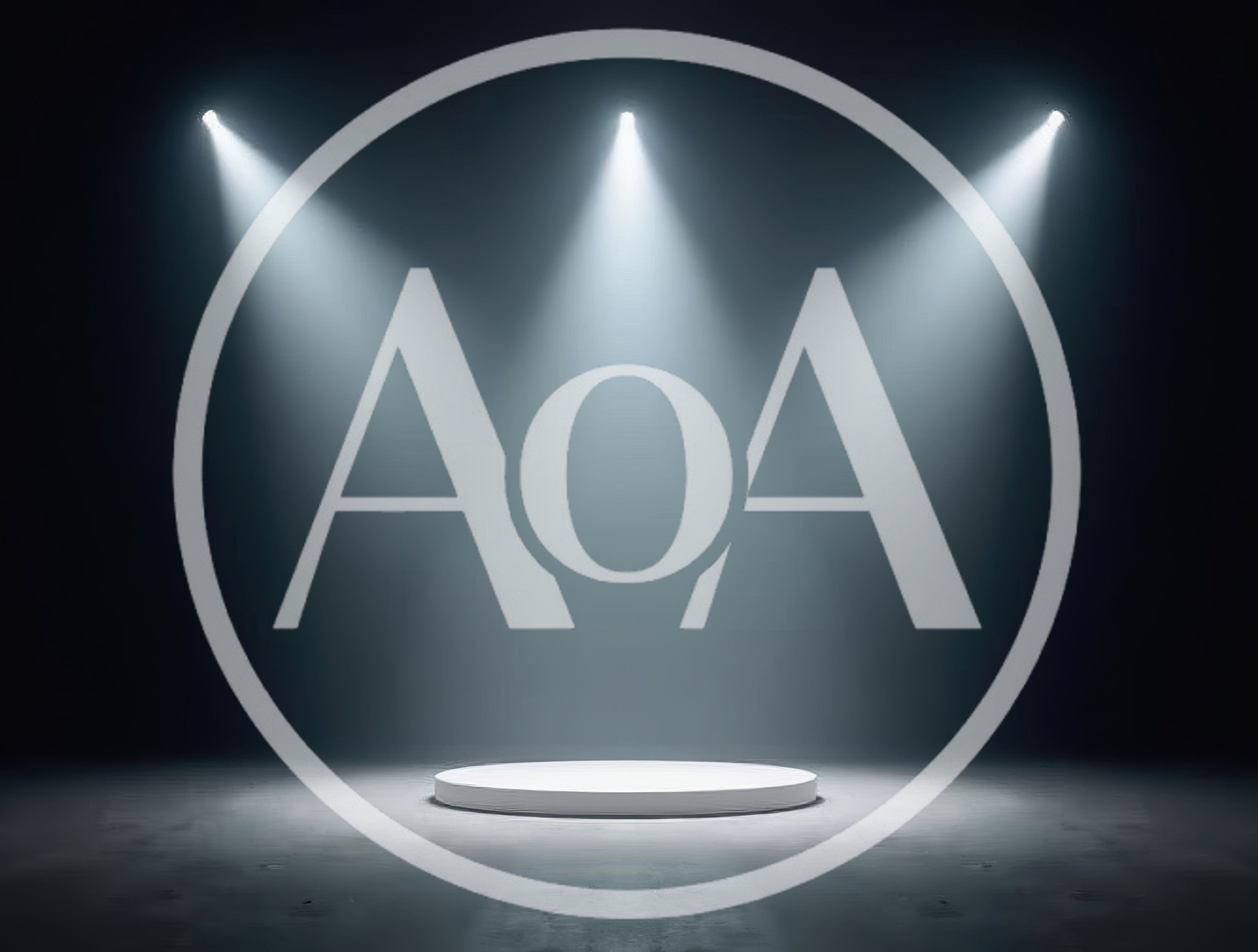 Empty Circular Stage Under Three Bright Spotlights