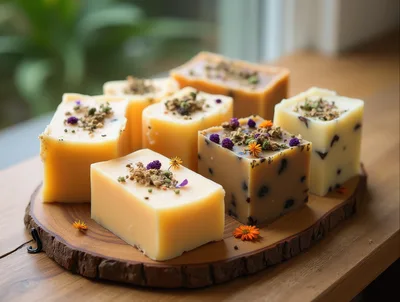 Handmade Artisanal Soap Bars With Dried Flowers
