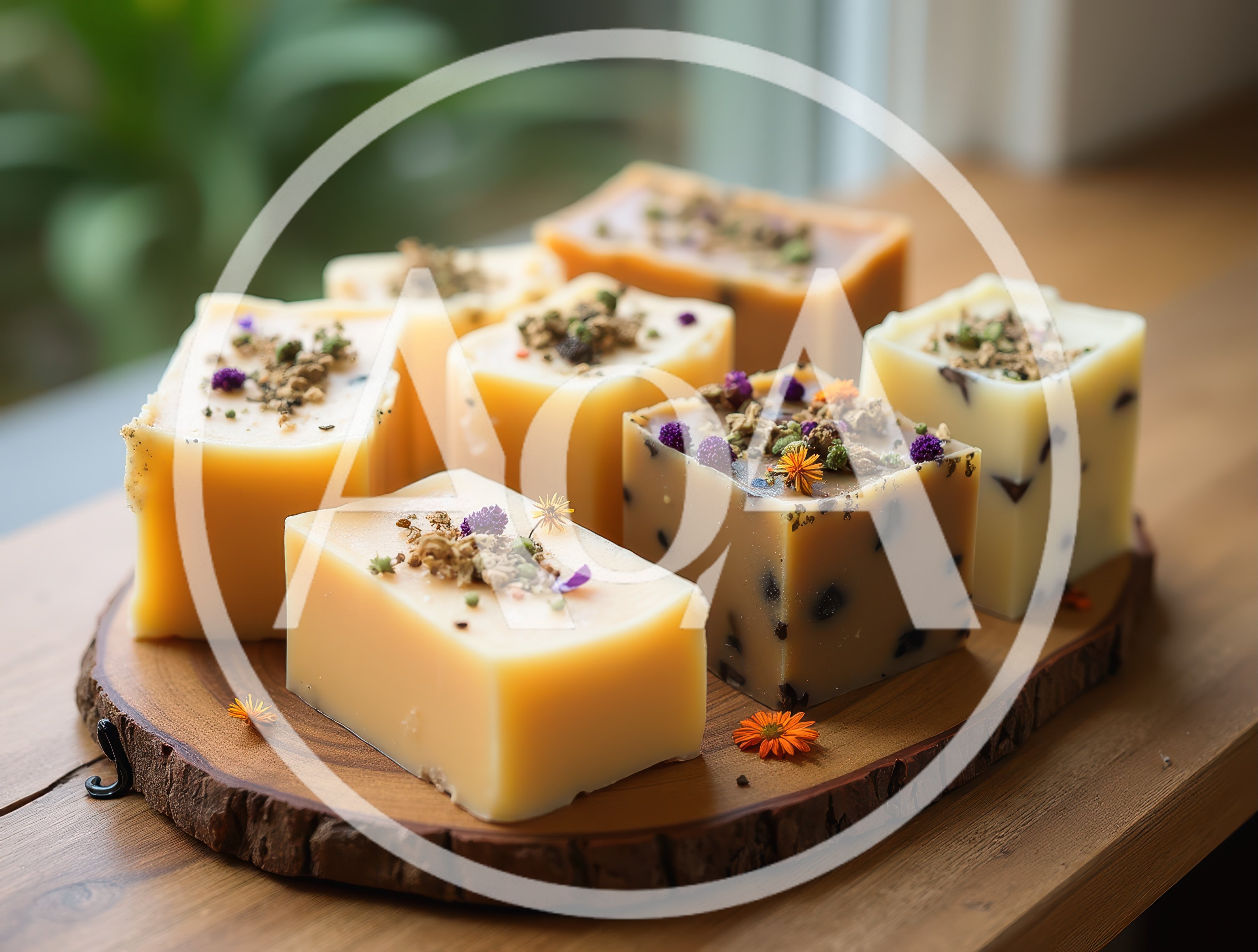 Handmade Artisanal Soap Bars With Dried Flowers