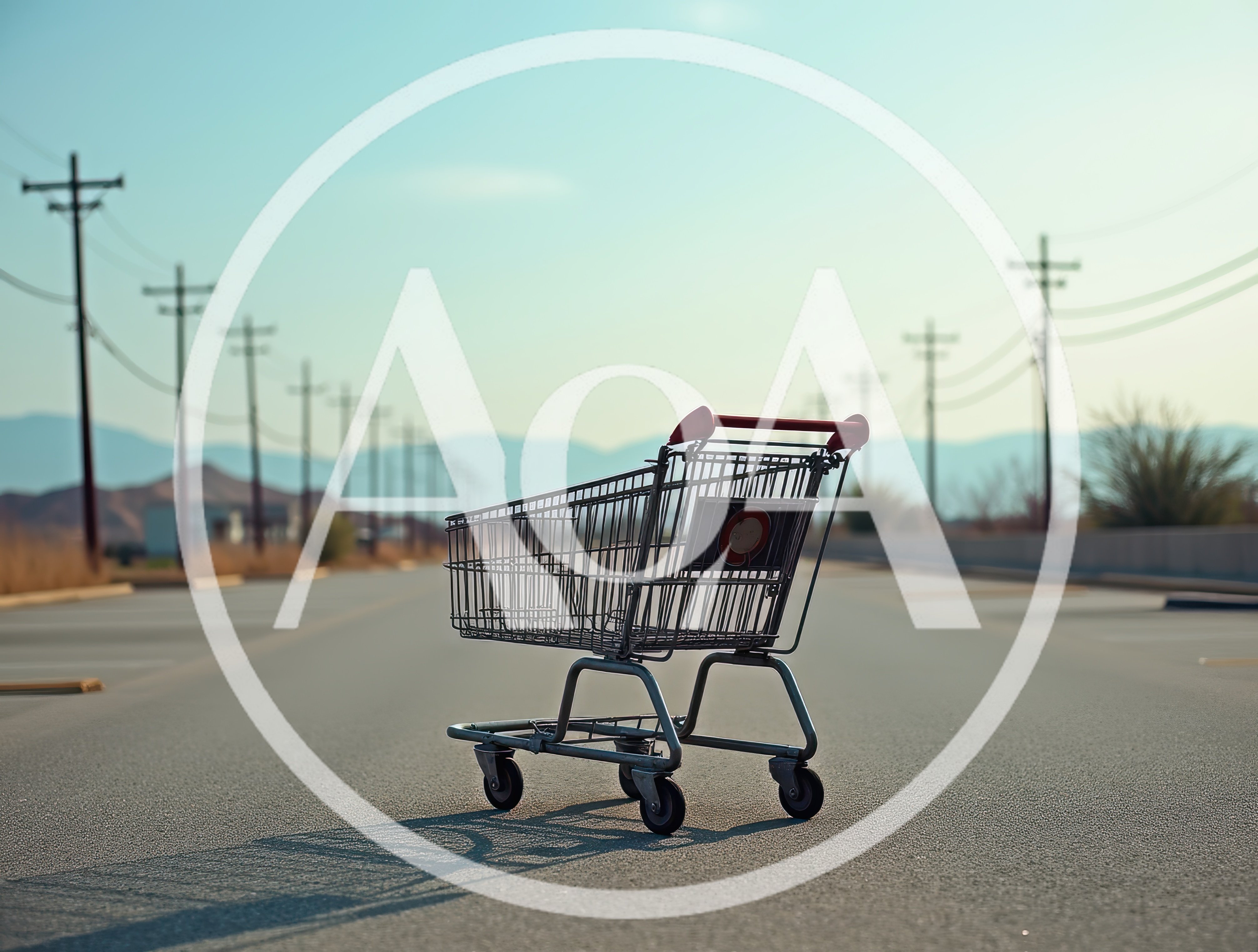 Abandoned Shopping Cart on a Desert Road