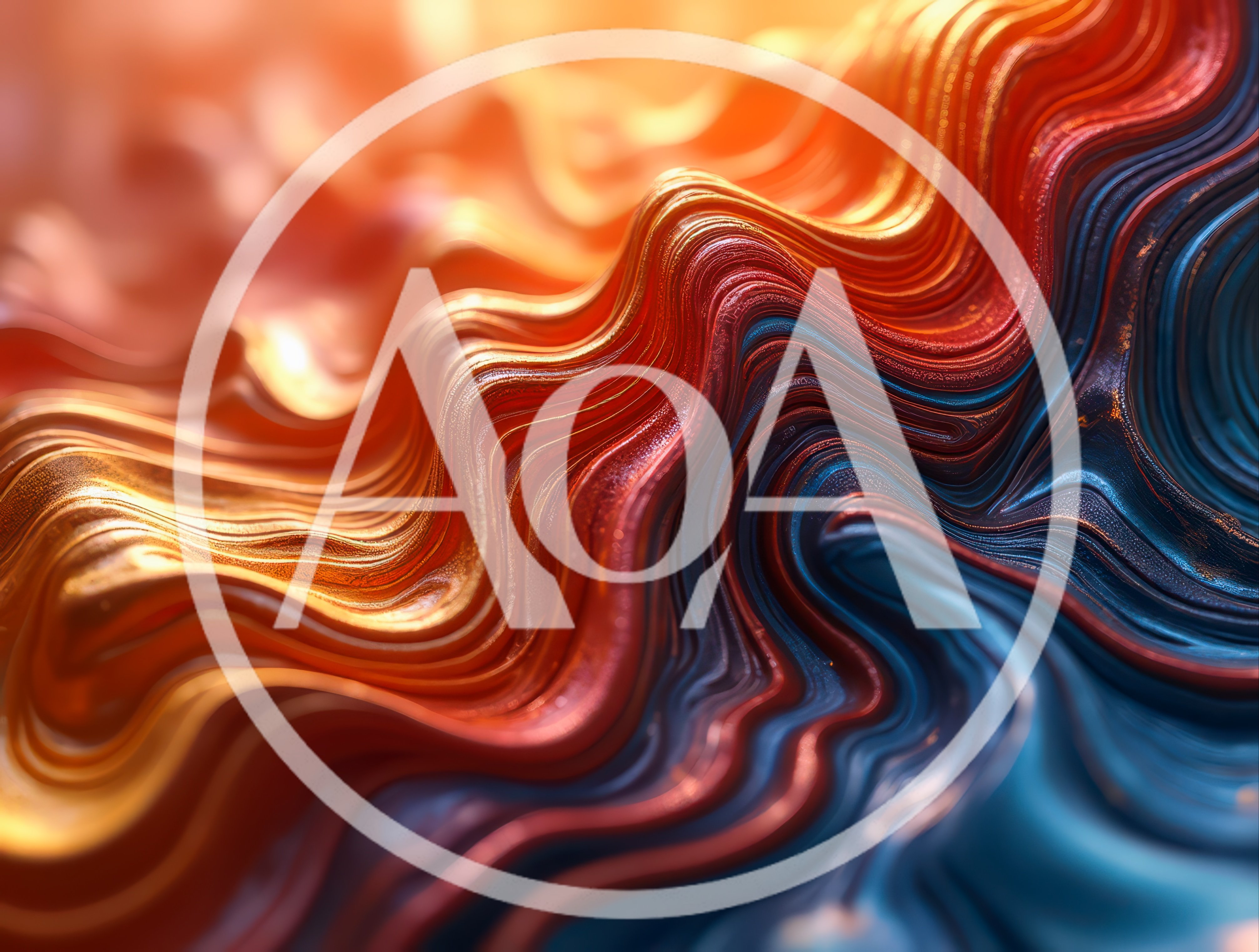 Abstract Liquid Wave Background With Golden And Blue Tones