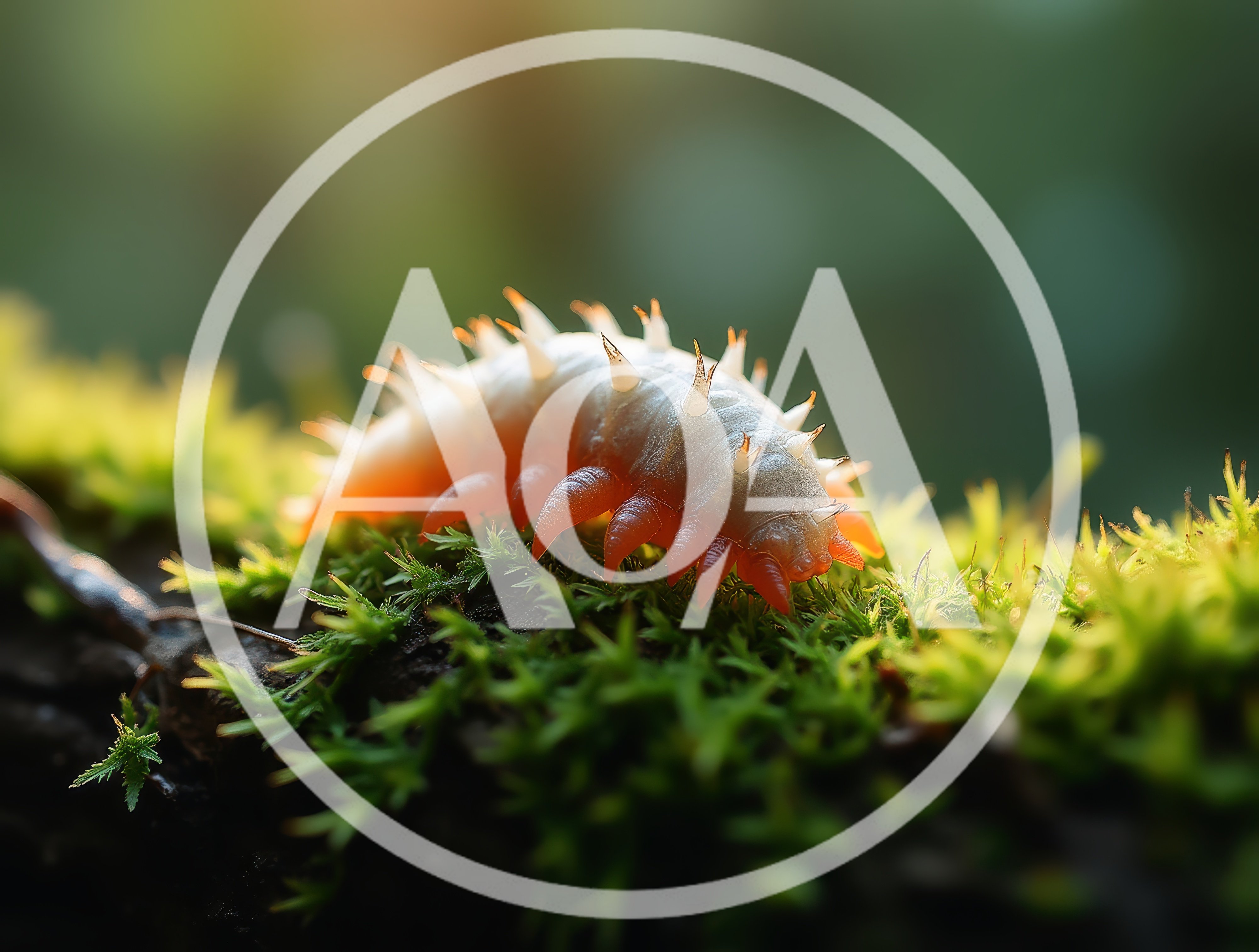 Spiky White Caterpillar Crawling On Green Moss