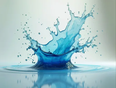 Dynamic Blue Water Splash Crown On Reflective Surface