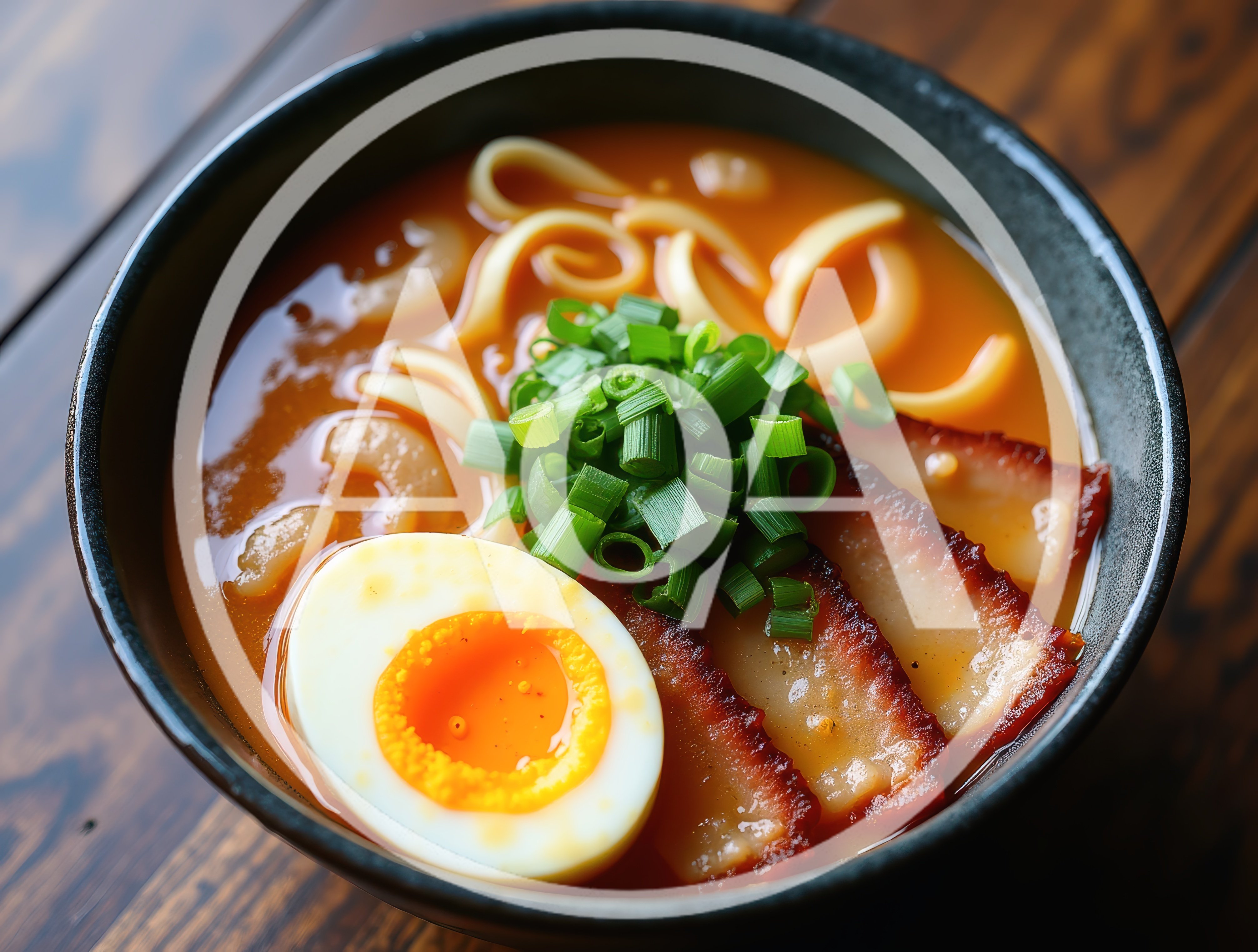 Bowl Of Spicy Ramen With Egg And Pork