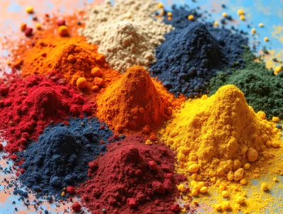 Vibrant Piles Of Colorful Powdered Pigments