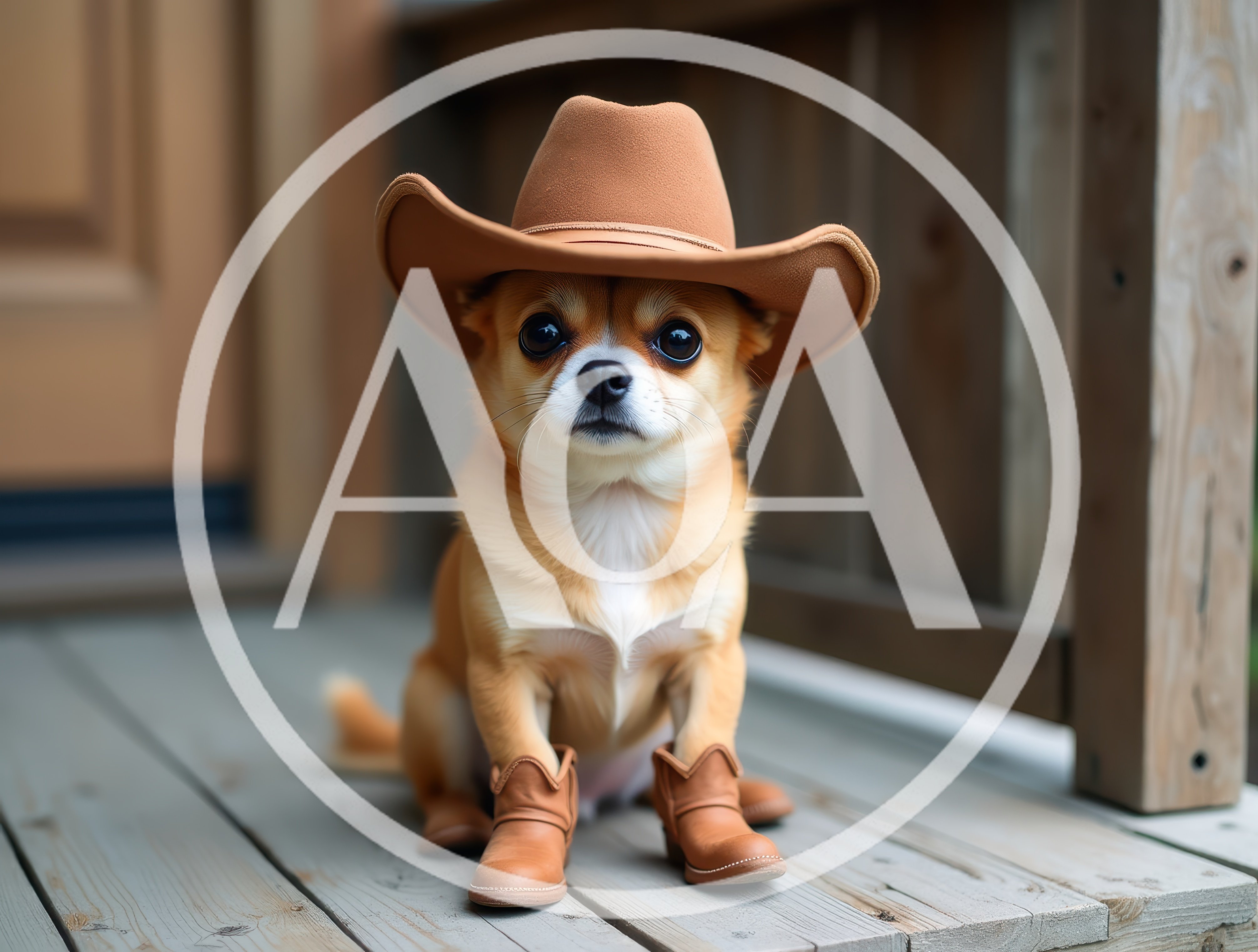 Small Chihuahua Wearing Cowboy Hat And Boots