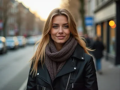 Portrait Of A Young Blonde Woman In A City