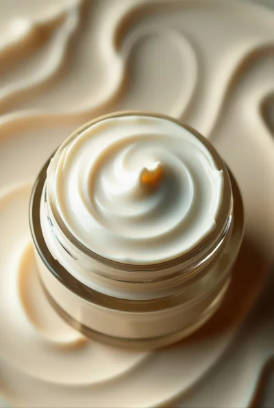 Open Jar Of Cream With Swirled Texture