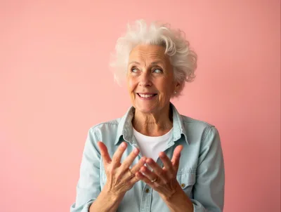 Senior Woman Expressing Surprise And Wonder