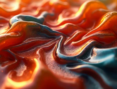 Abstract Liquid Flowing Texture With Orange And Blue Hues