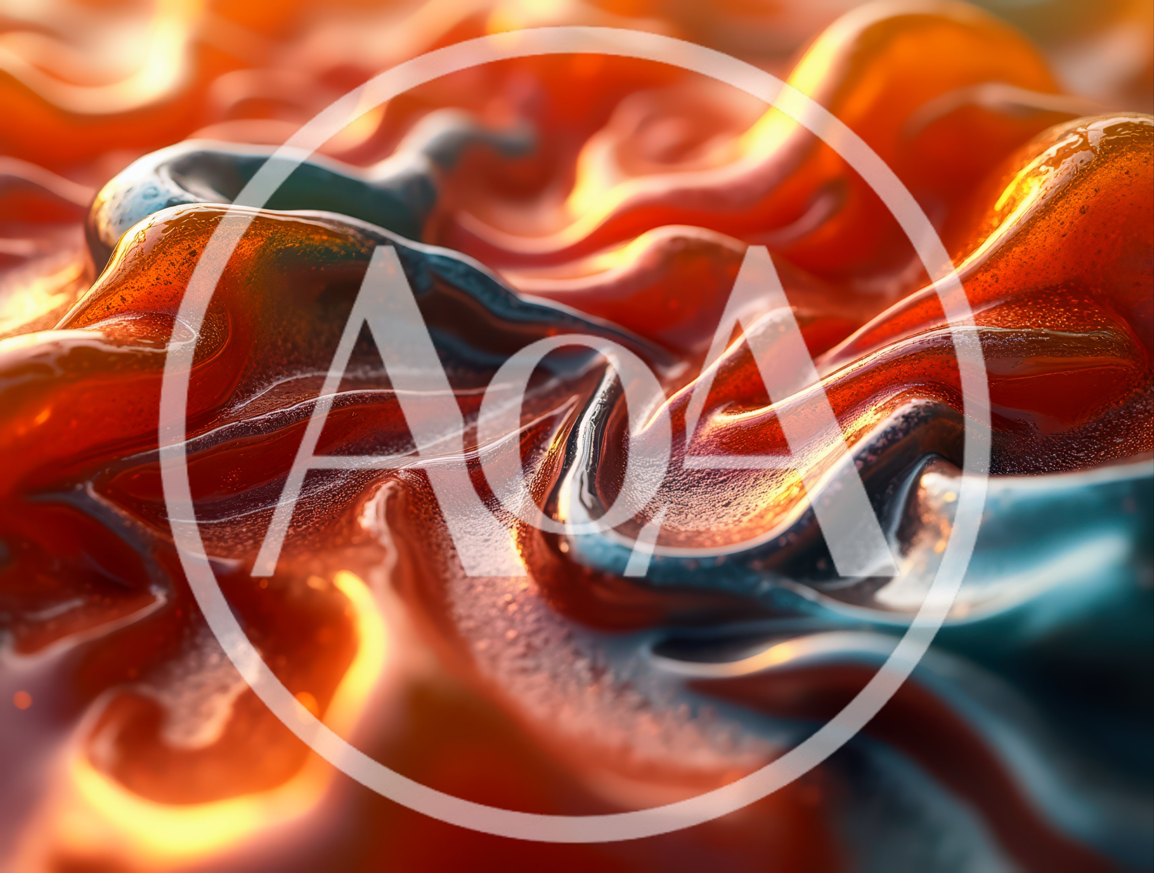 Abstract Liquid Flowing Texture With Orange And Blue Hues