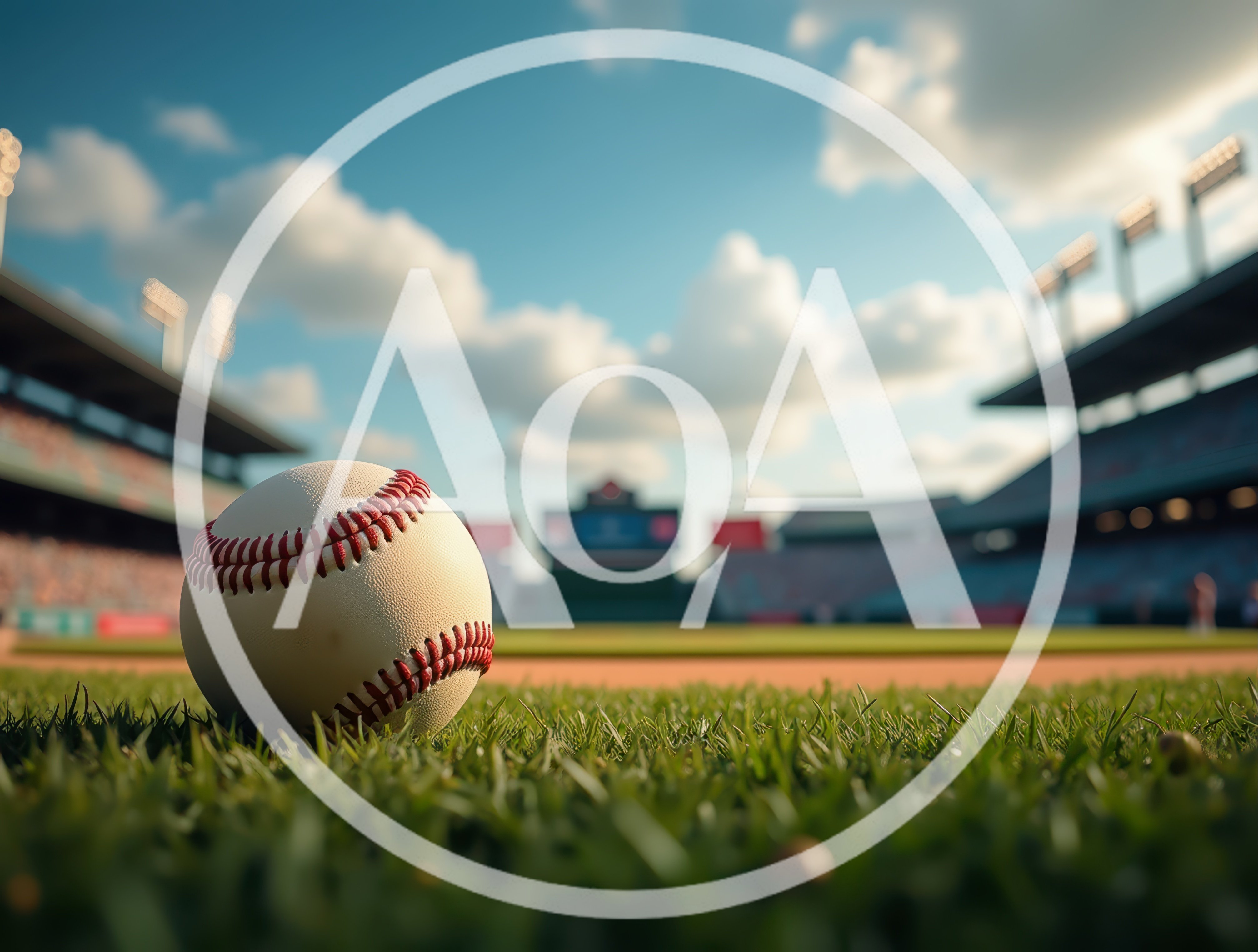 Baseball Resting On The Grass Of A Stadium Field