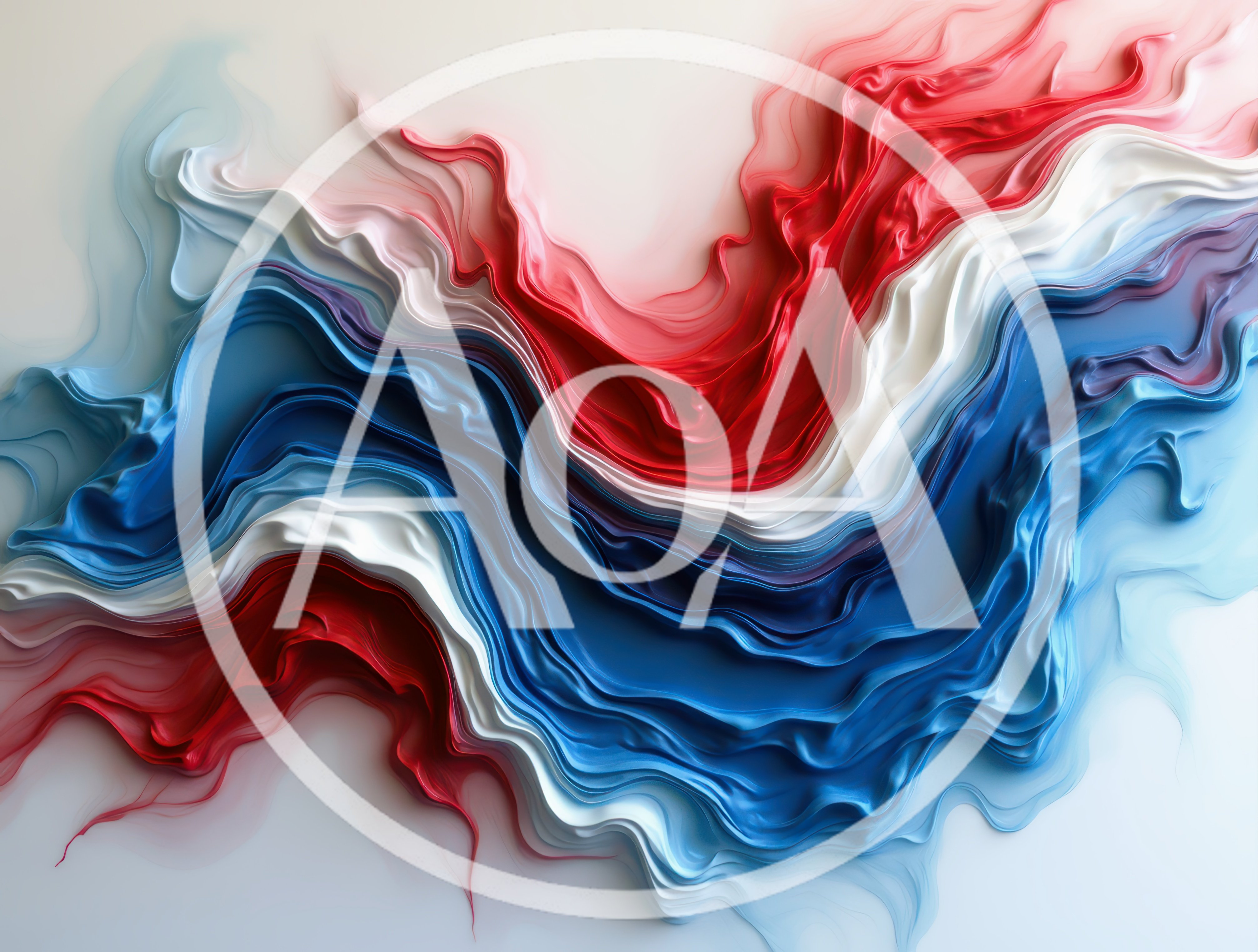 Abstract Fluid Paint Swirls In Red White And Blue