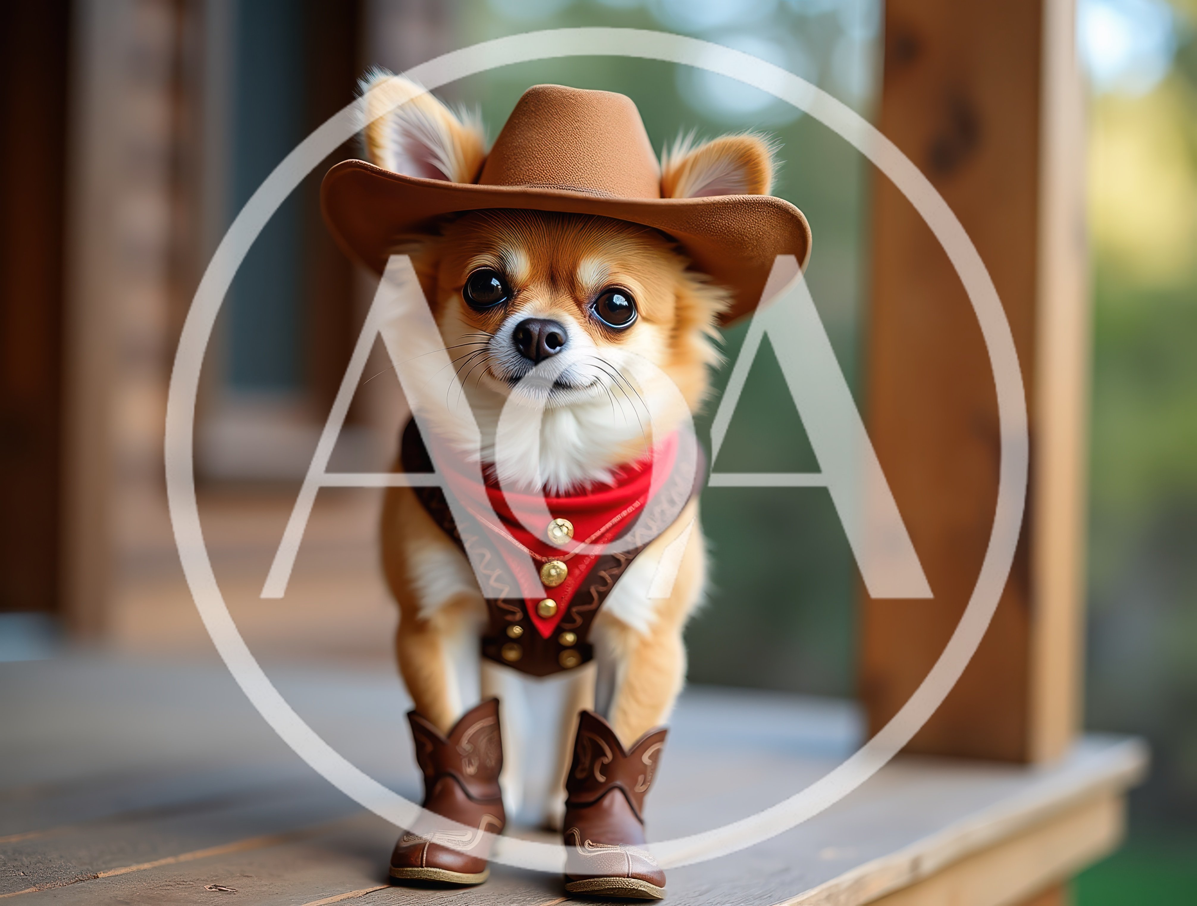 Chihuahua Puppy Wearing Cowboy Hat And Boots