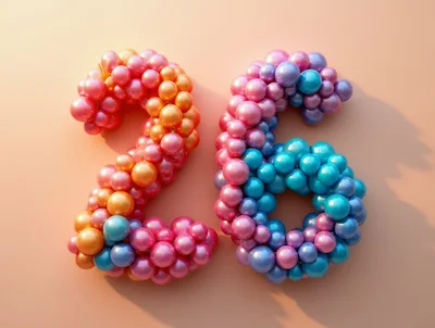 Number Twenty Six Made Of Colorful Glossy Balloons