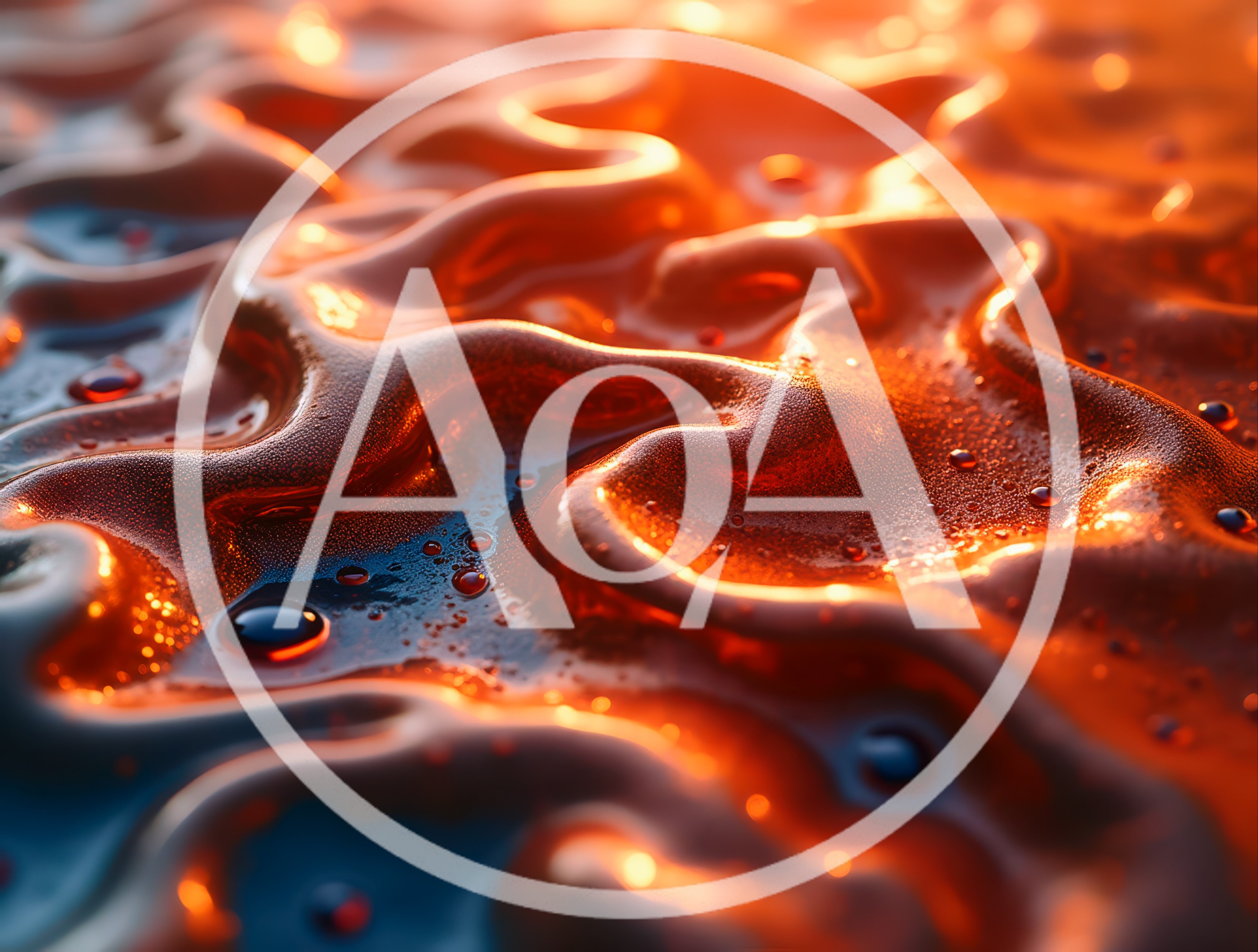 Abstract Liquid Metal Surface With Glowing Orange Reflections