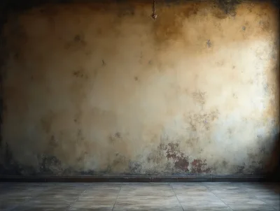 Distressed Grunge Wall Background With Tiled Floor