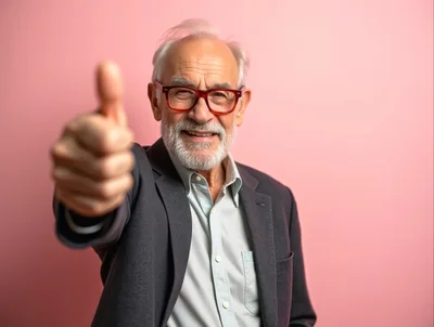 Senior Businessman Giving A Thumbs Up Gesture