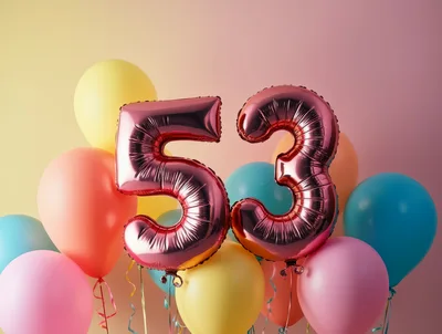 Metallic Pink Fifty Three Number Balloons