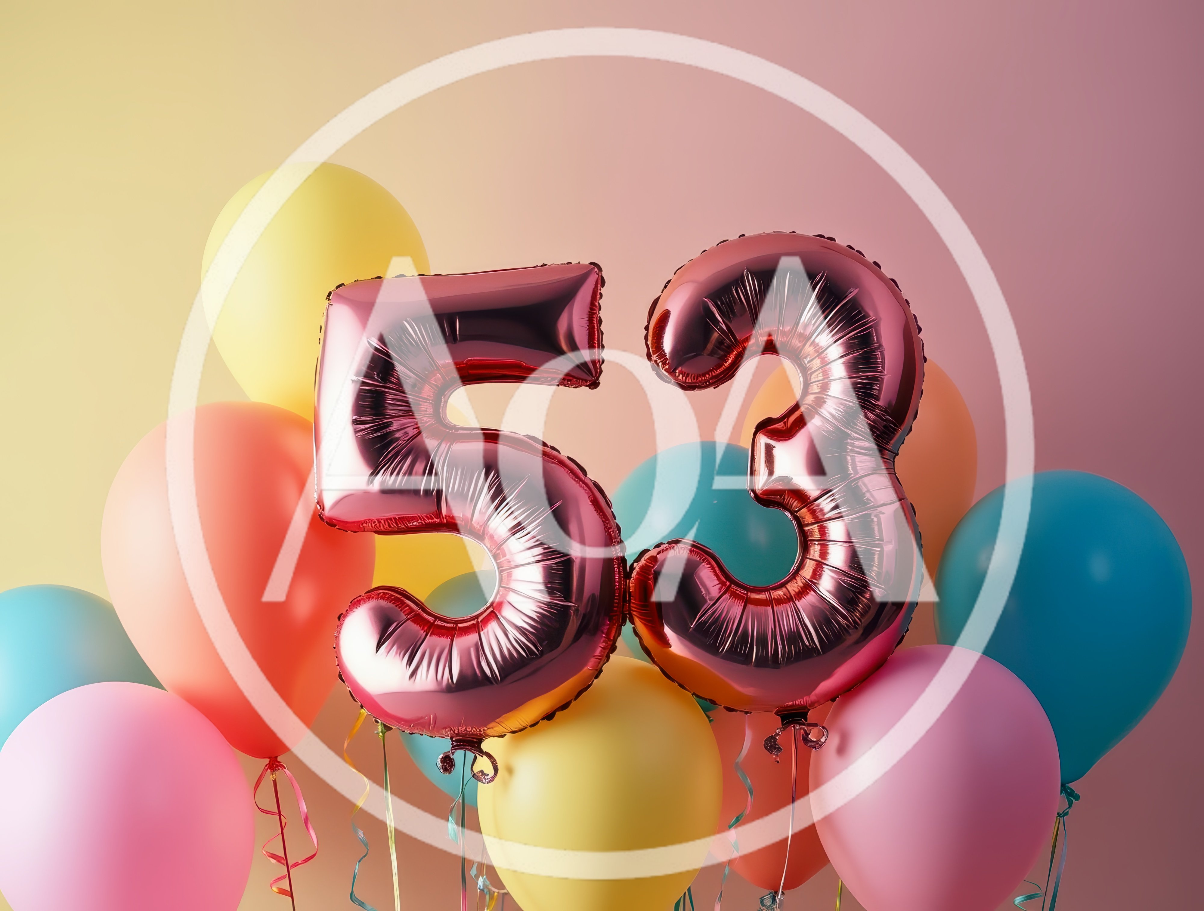 Metallic Pink Fifty Three Number Balloons