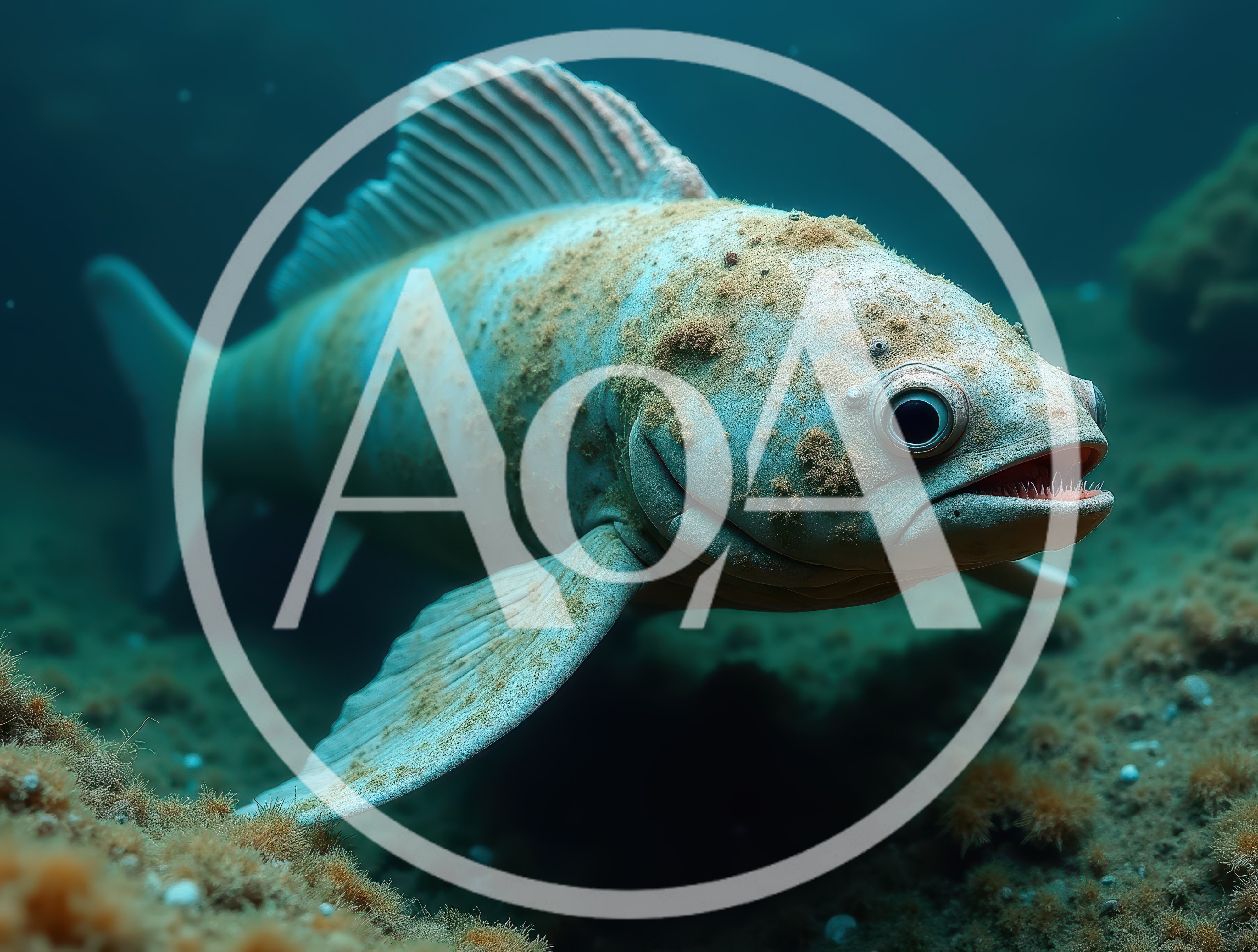 Deep Sea Fish Swimming Over Rocky Seabed
