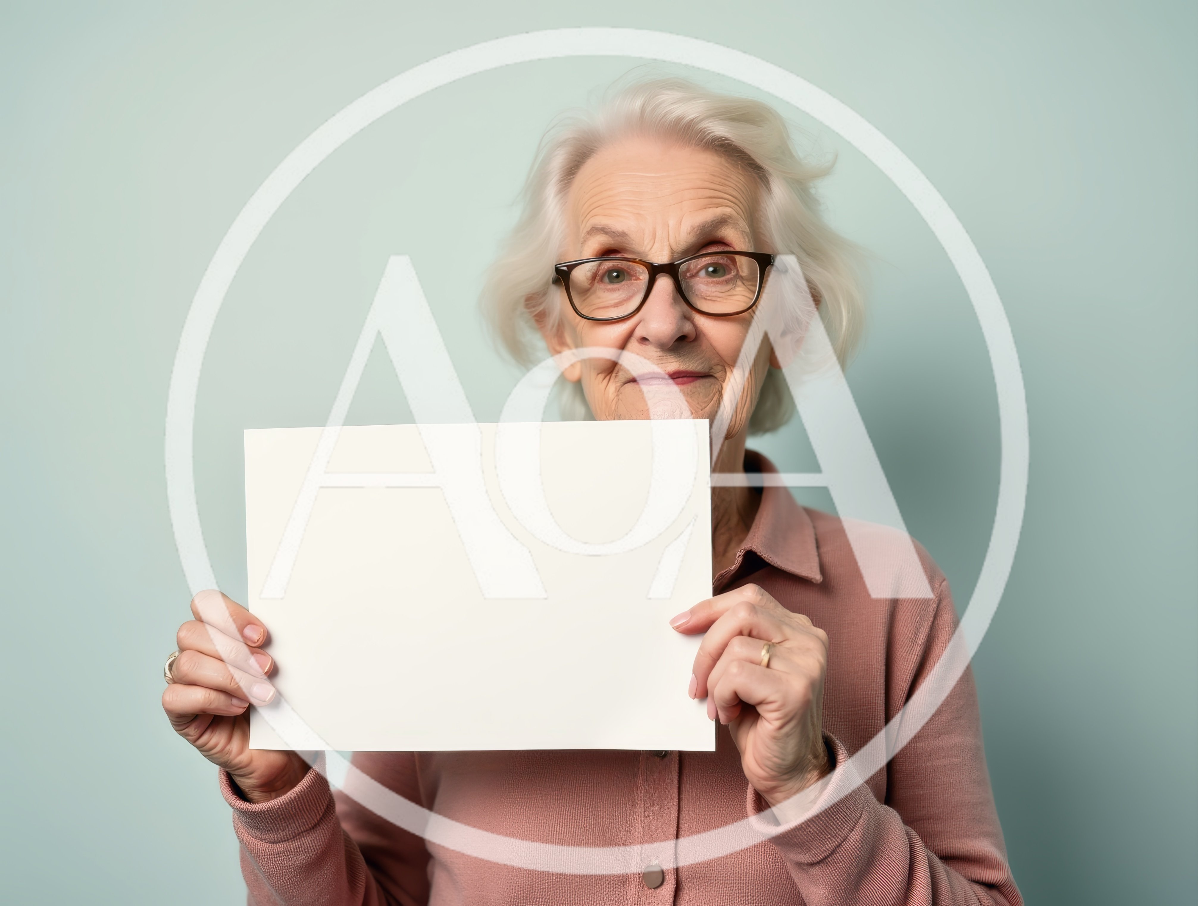 Elderly Woman Holding A Blank White Sign