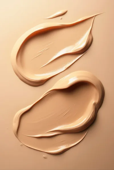 Two Smooth Swatches Of Beige Liquid Foundation Makeup