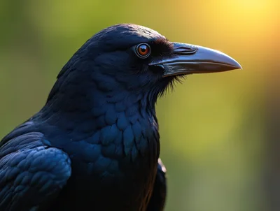 Close Up Portrait Of A Common Raven