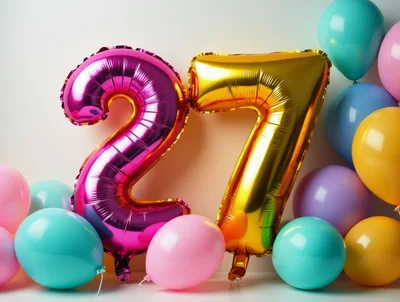 Pink And Gold Number 27 Balloons For Birthday Celebration