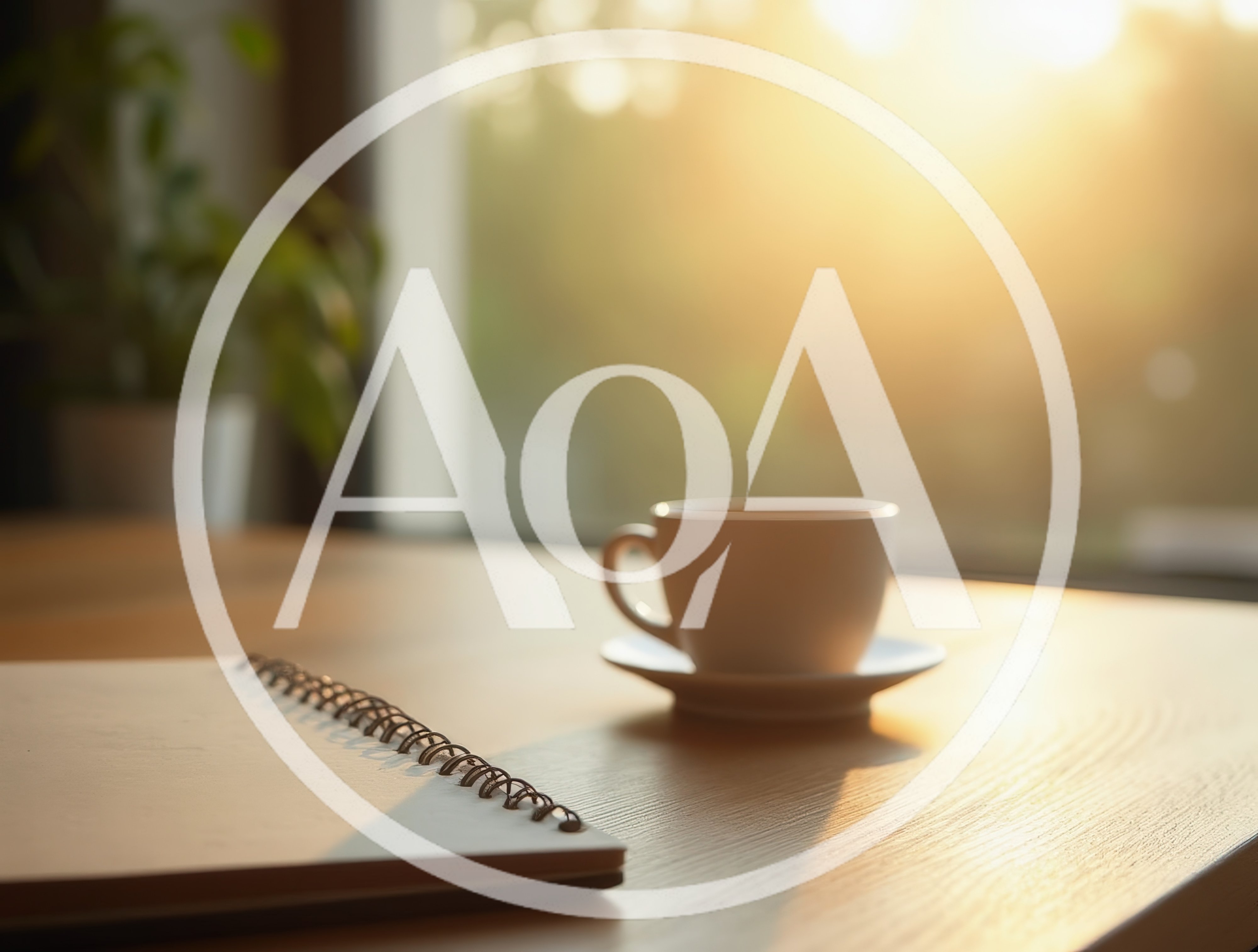 Coffee Cup And Spiral Notebook On Wooden Table