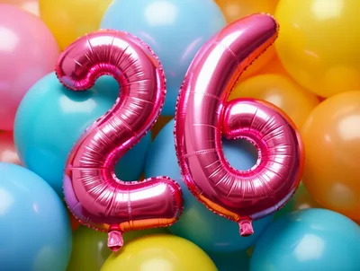 Pink Foil Number Twenty Six Balloons