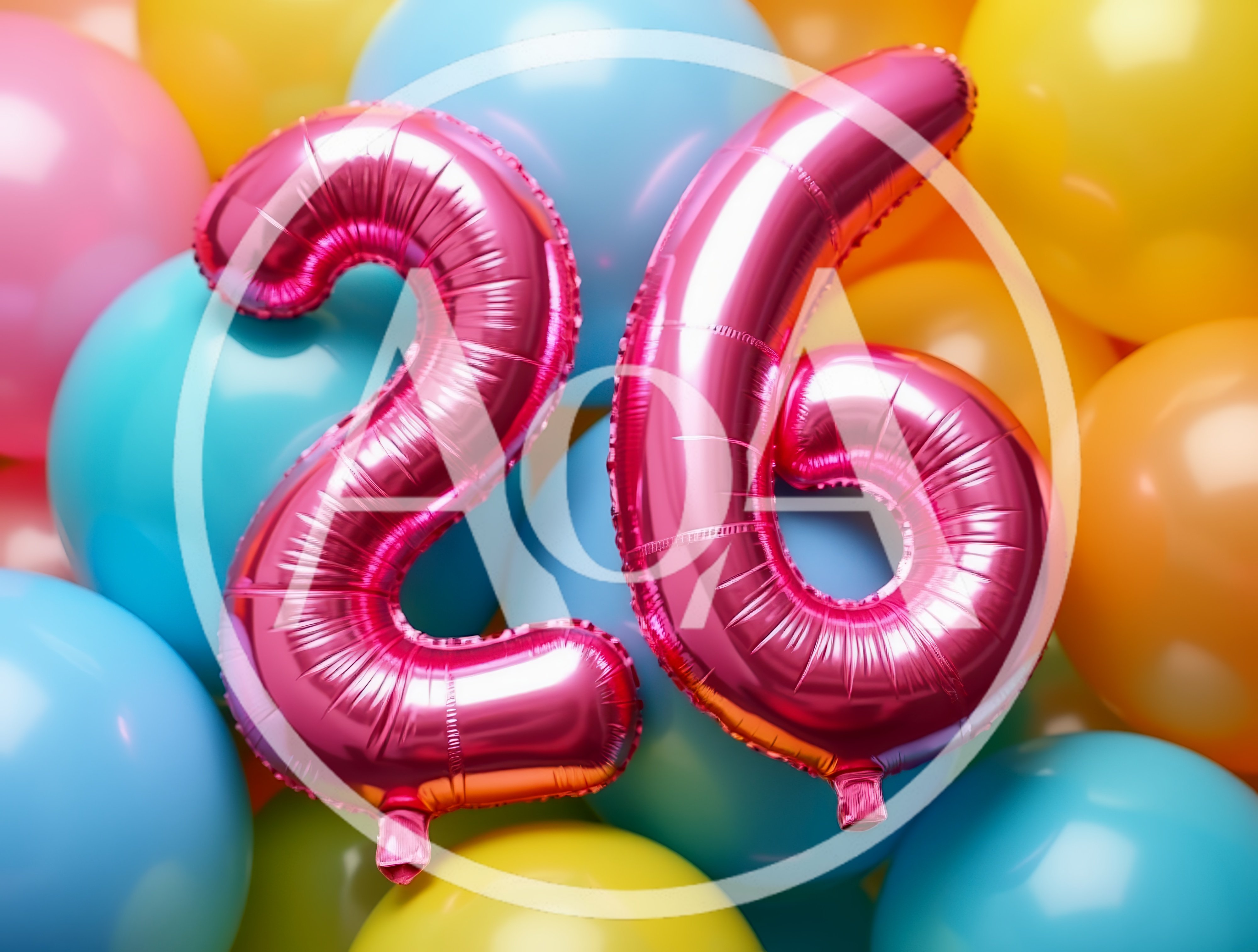 Pink Foil Number Twenty Six Balloons