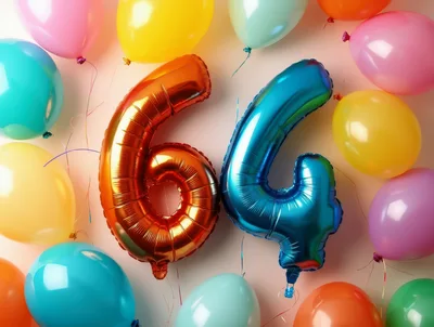 Sixty Four Number Balloons for Birthday Celebration