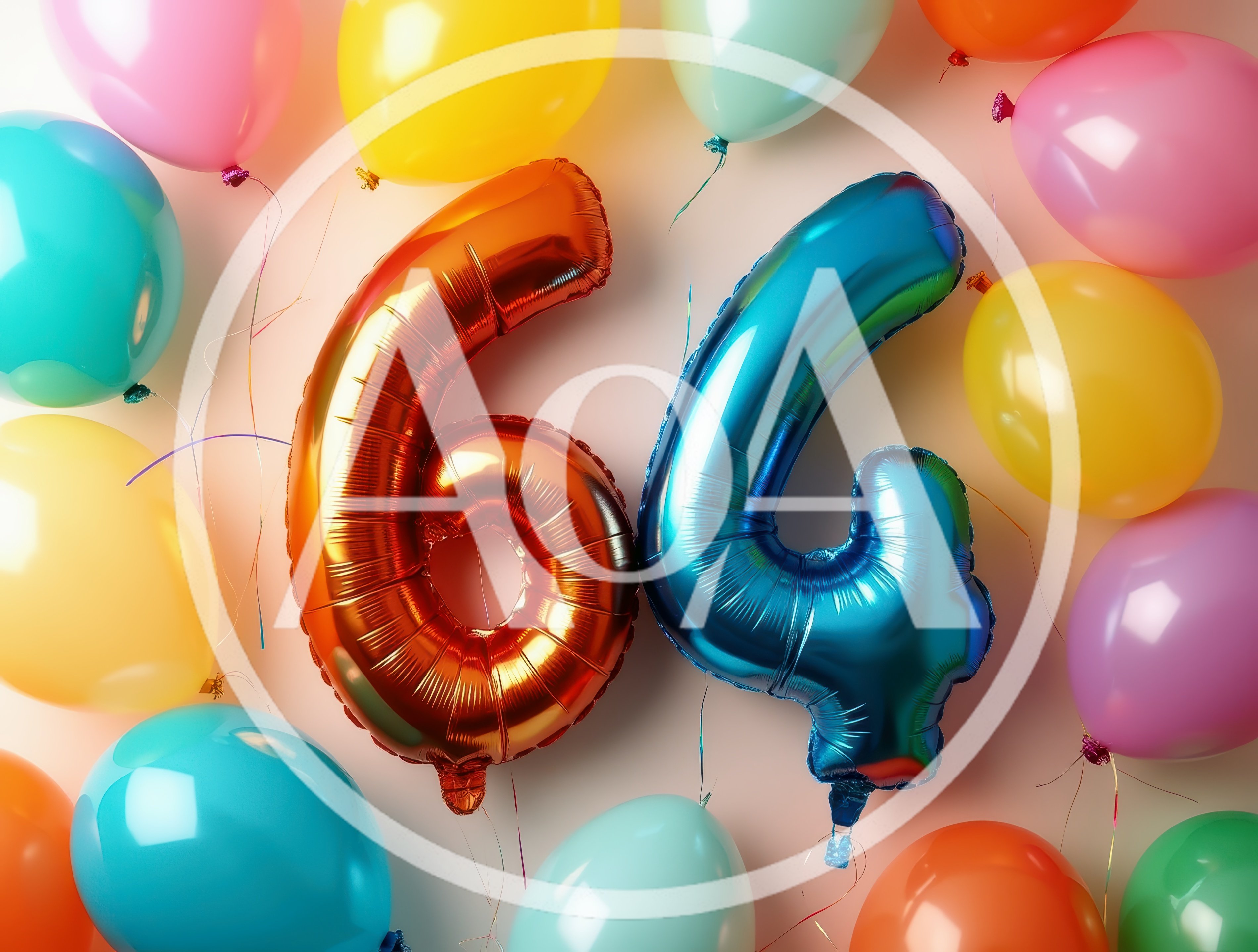 Sixty Four Number Balloons for Birthday Celebration