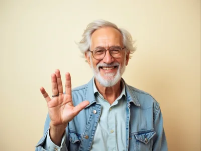 Smiling Senior Man Waving Hello
