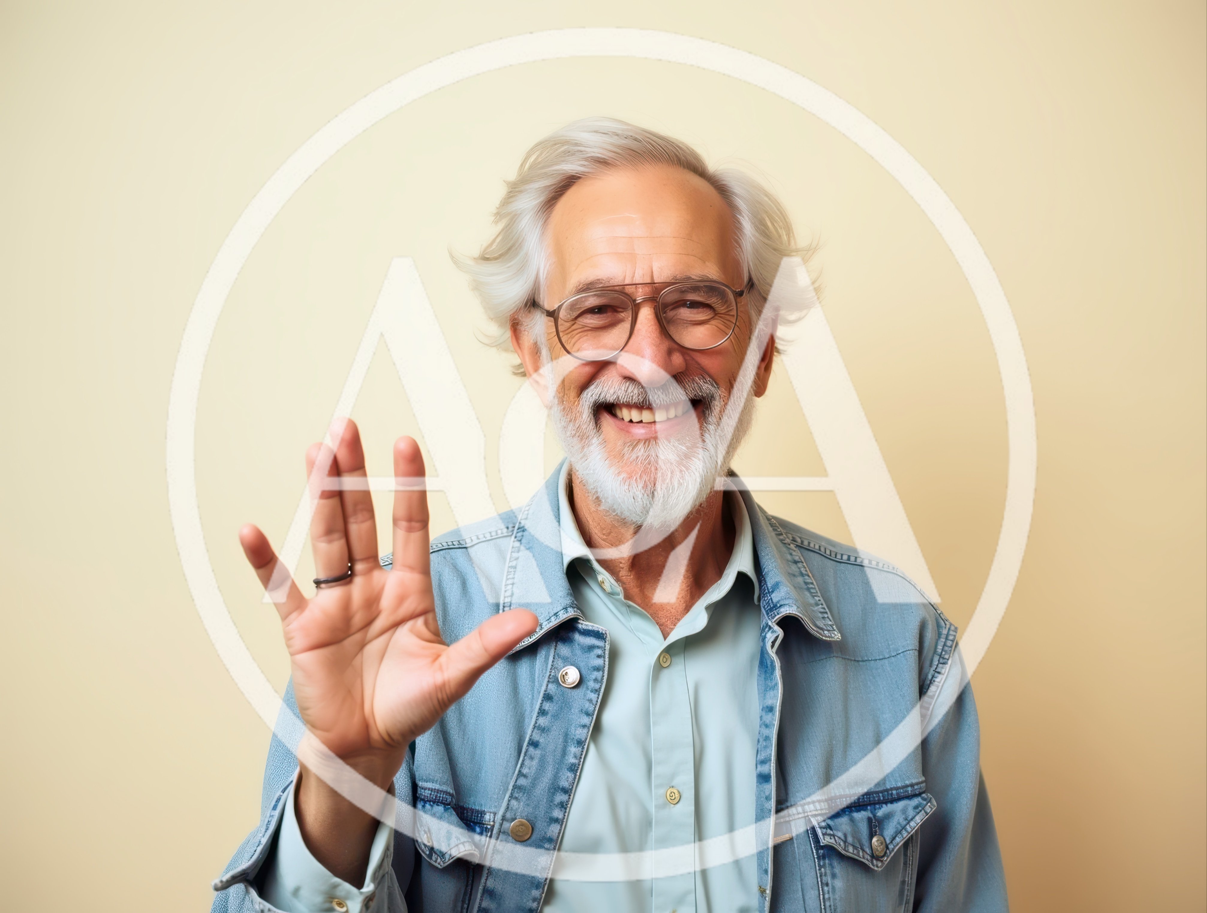 Smiling Senior Man Waving Hello