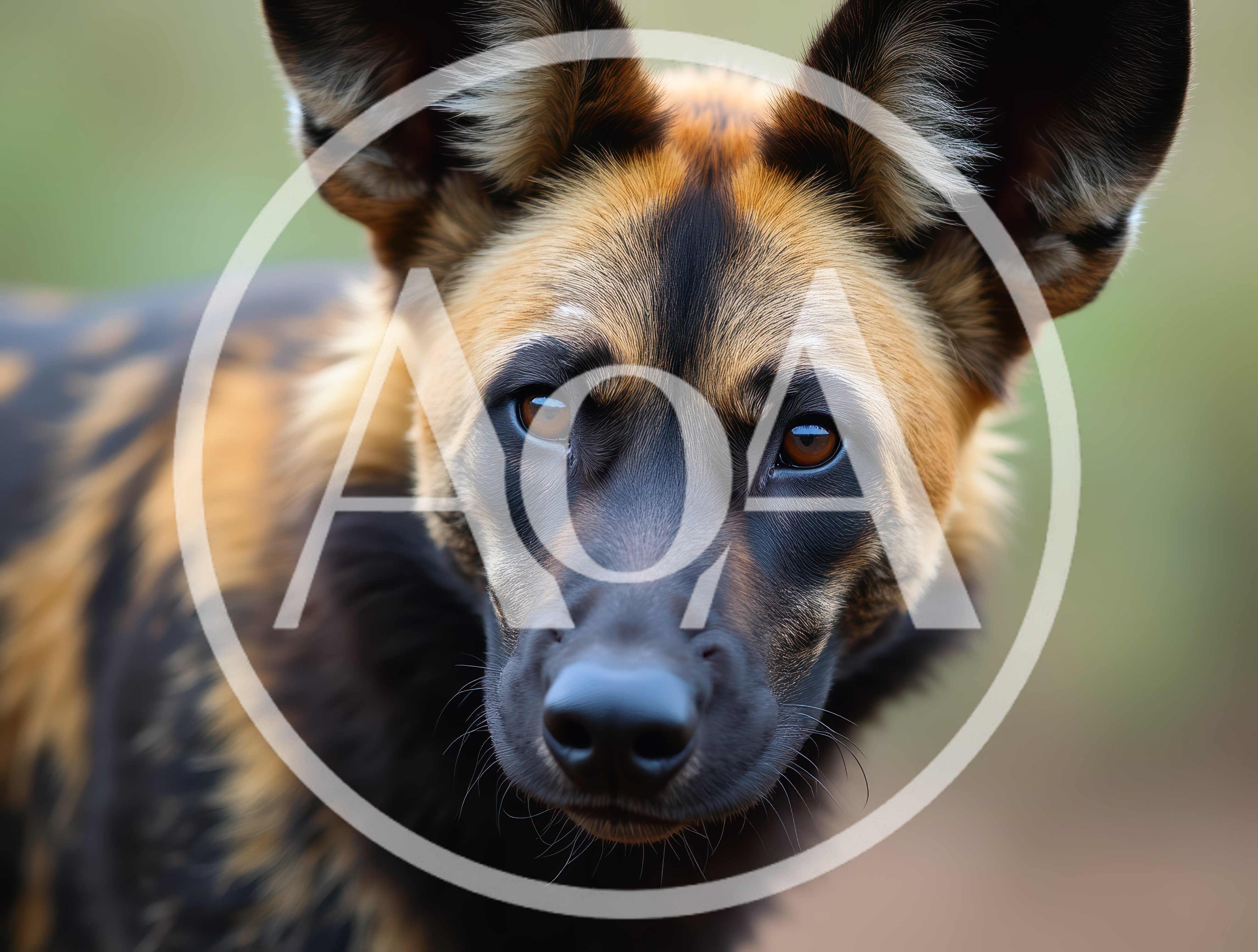 Close Up Portrait Of An African Wild Dog